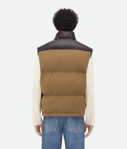 Frosted Poplin And Leather Gilet