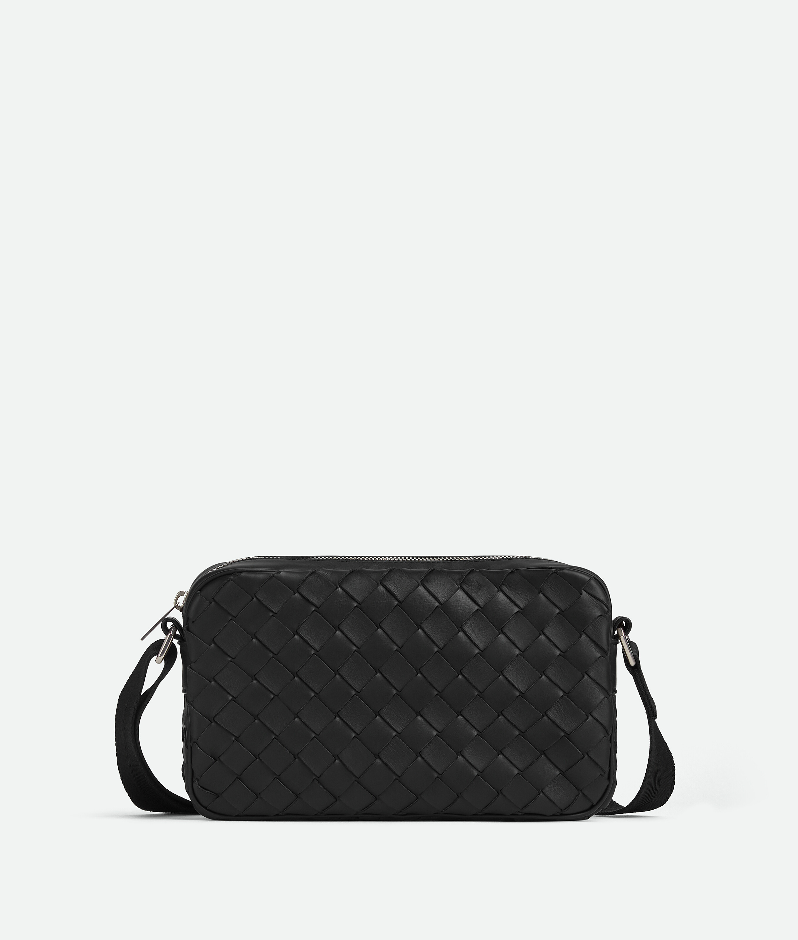 Bottega Veneta Small Intrecciato Camera Bag In Black