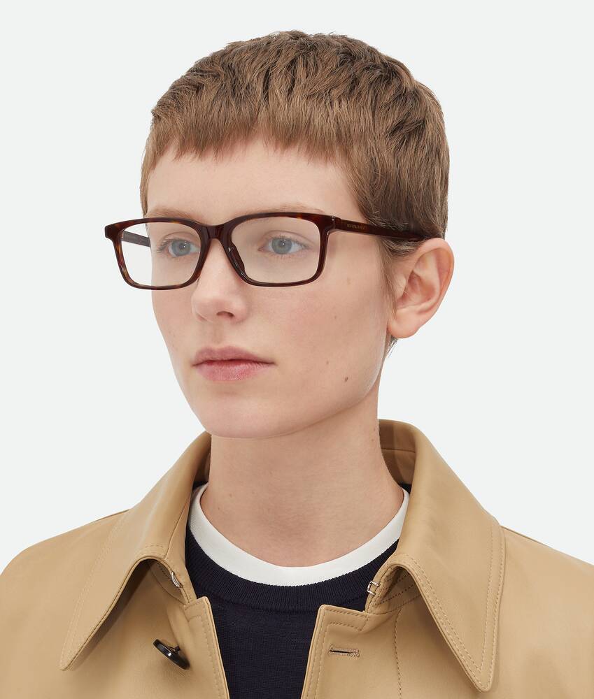 Rectangular Eyewear Bottega Veneta® Classic Rectangular Eyeglasses in Havana/transparent ...
