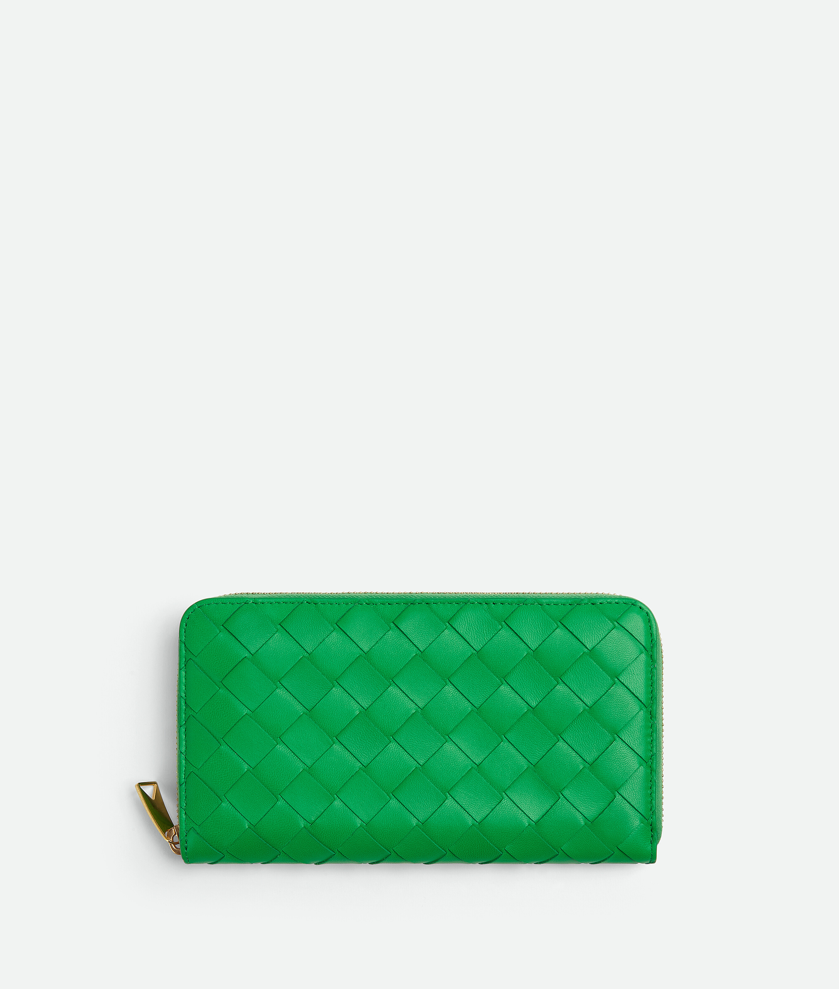 Bottega Veneta Intrecciato Zip Around Wallet In Green