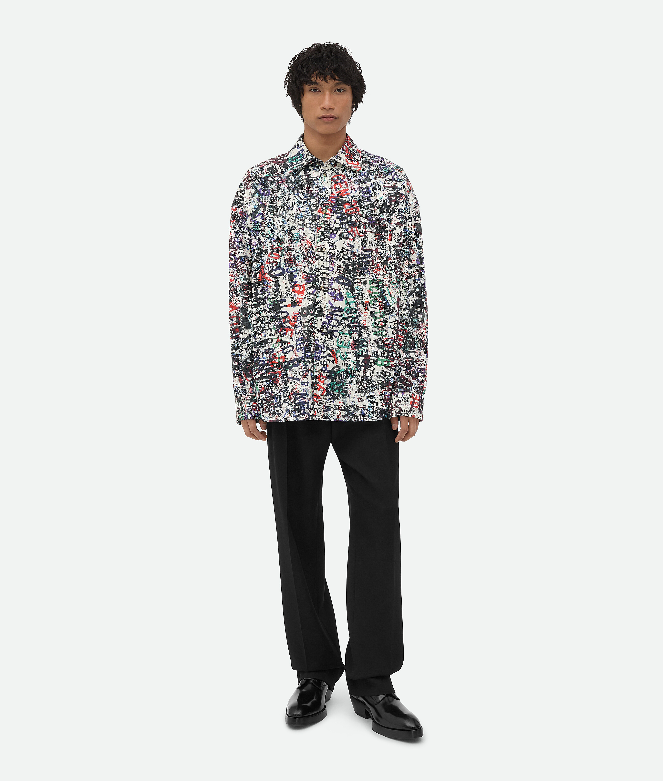 Shop Bottega Veneta Cotton Wool Memory Print Shirt In Chalk/multicolour