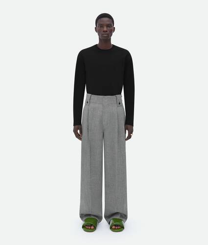 Wide Leg Wool And Cotton Trousers