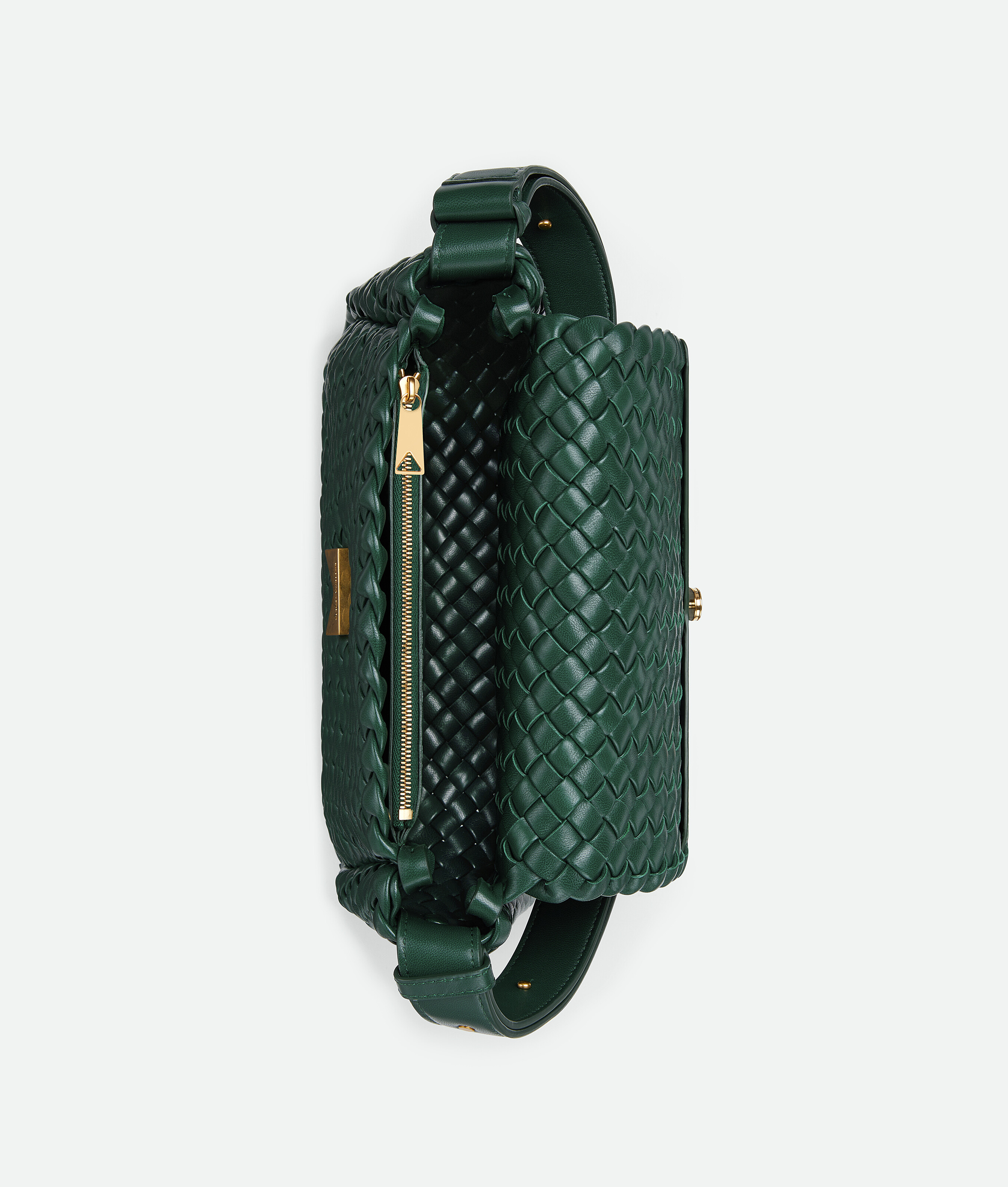 Bottega Veneta Cobble Padded Intrecciato Leather Shoulder Bag In Green