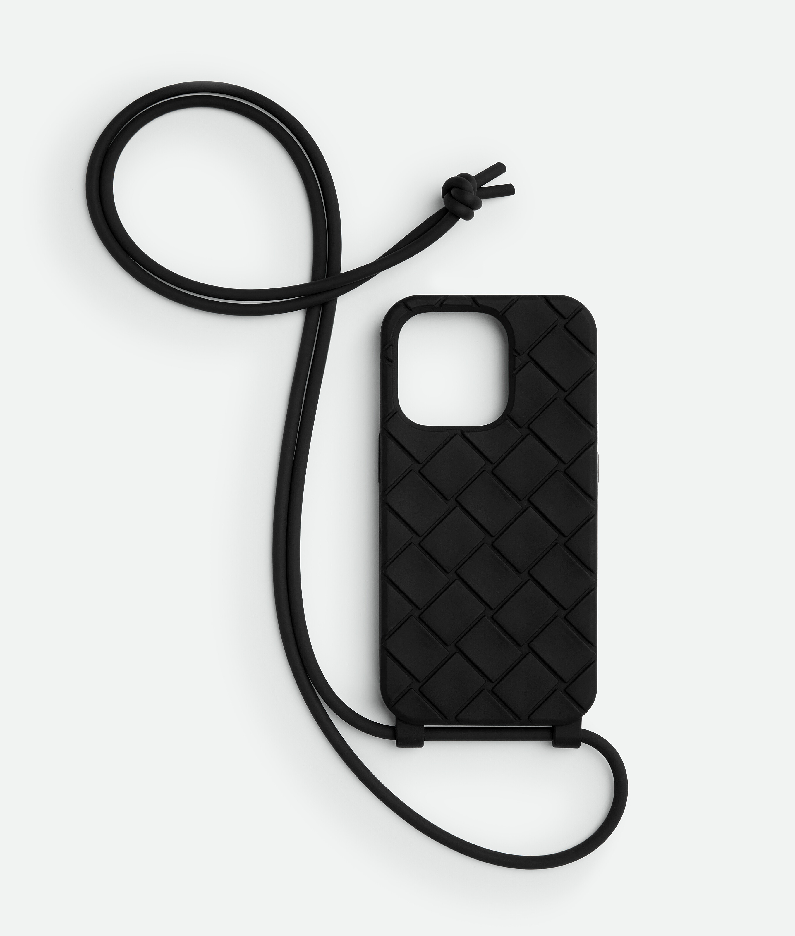 Bottega Veneta® Men's iPhone 15 Pro Case With Strap in Black 