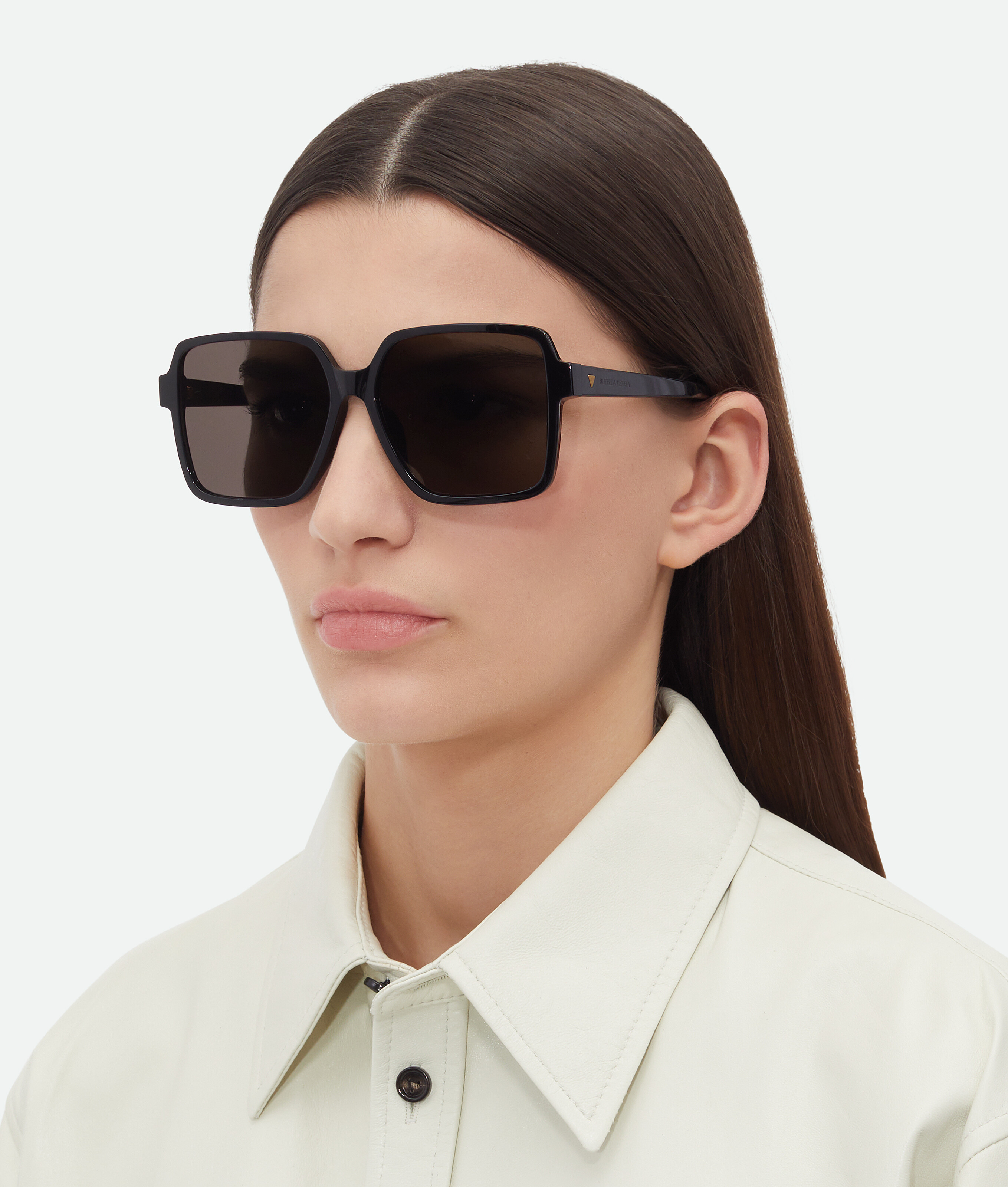 Bottega Veneta Quadratische Soft Sonnenbrille In Black/grey