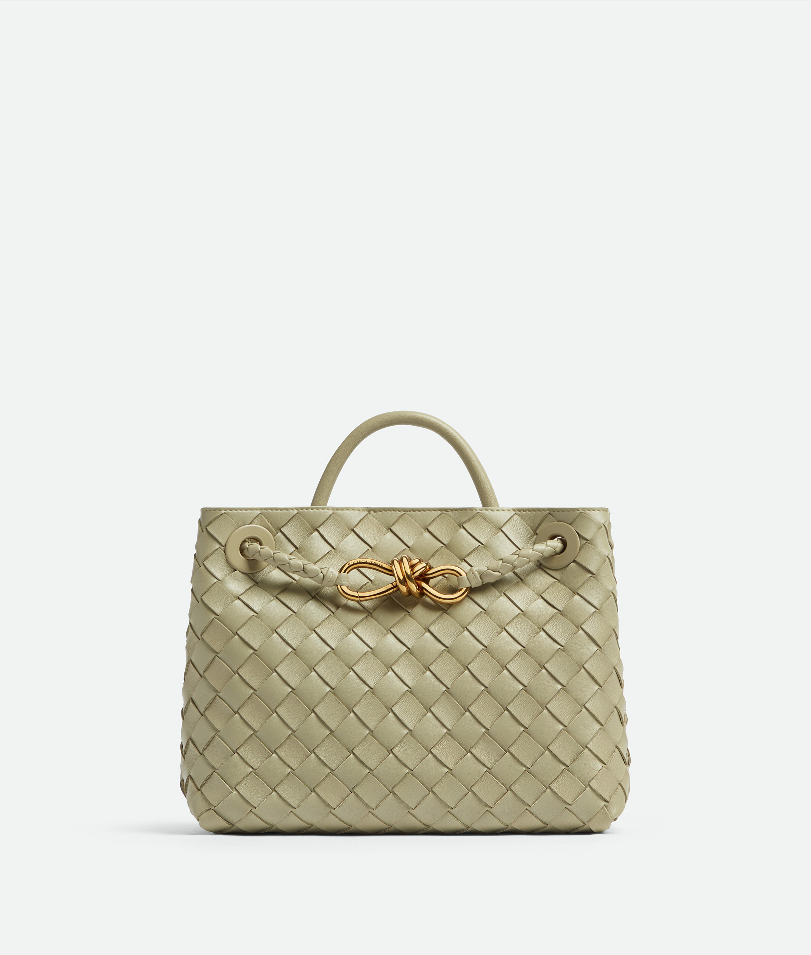 Bottega Veneta Andiamo Small Leather Top-handle Bag In Green