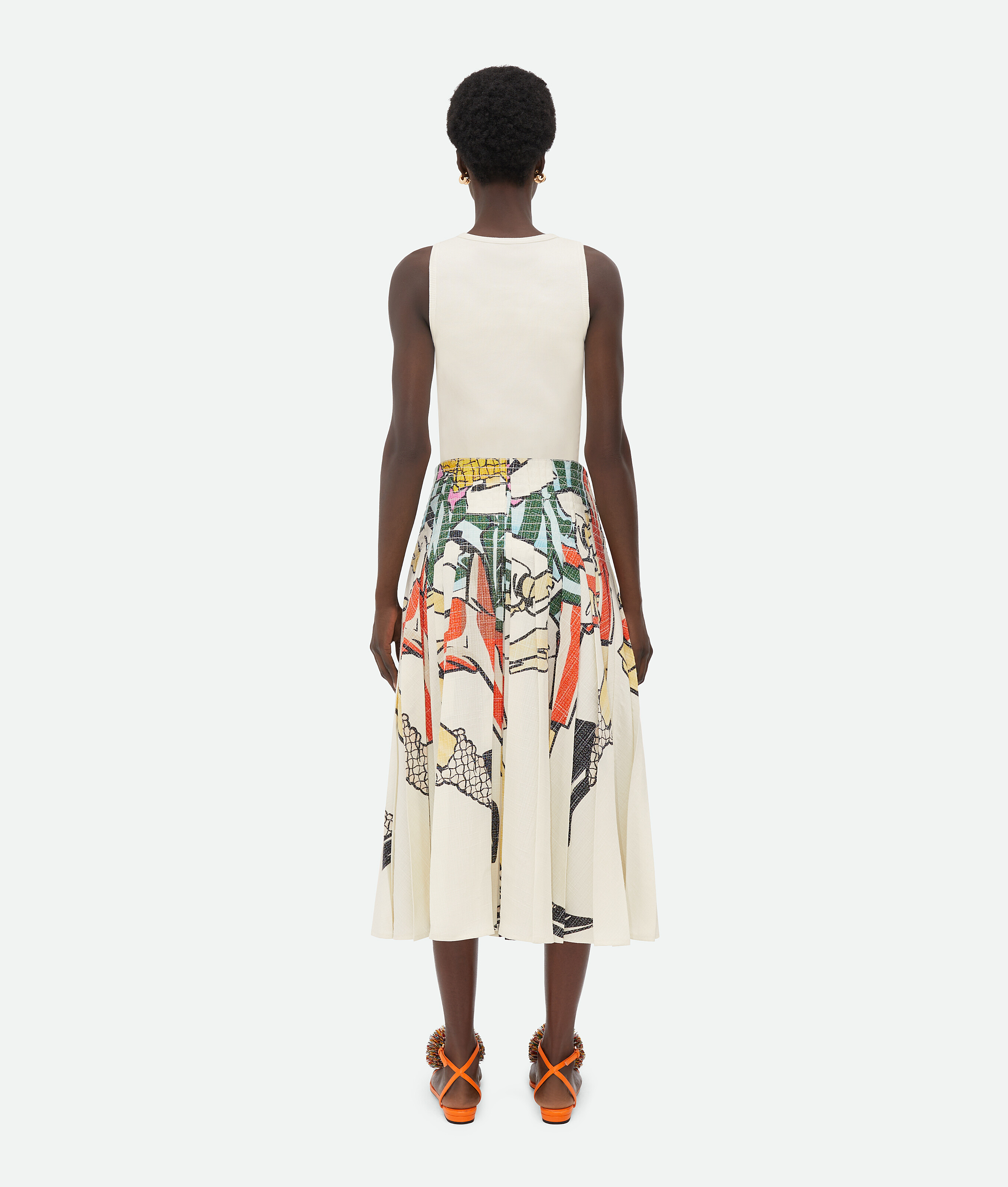 Shop Bottega Veneta Printed Viscose Plisse Midi Skirt In Multicolor
