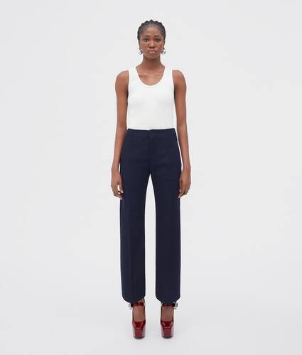 pantalon en toile de coton doublée avec coupe incurvée