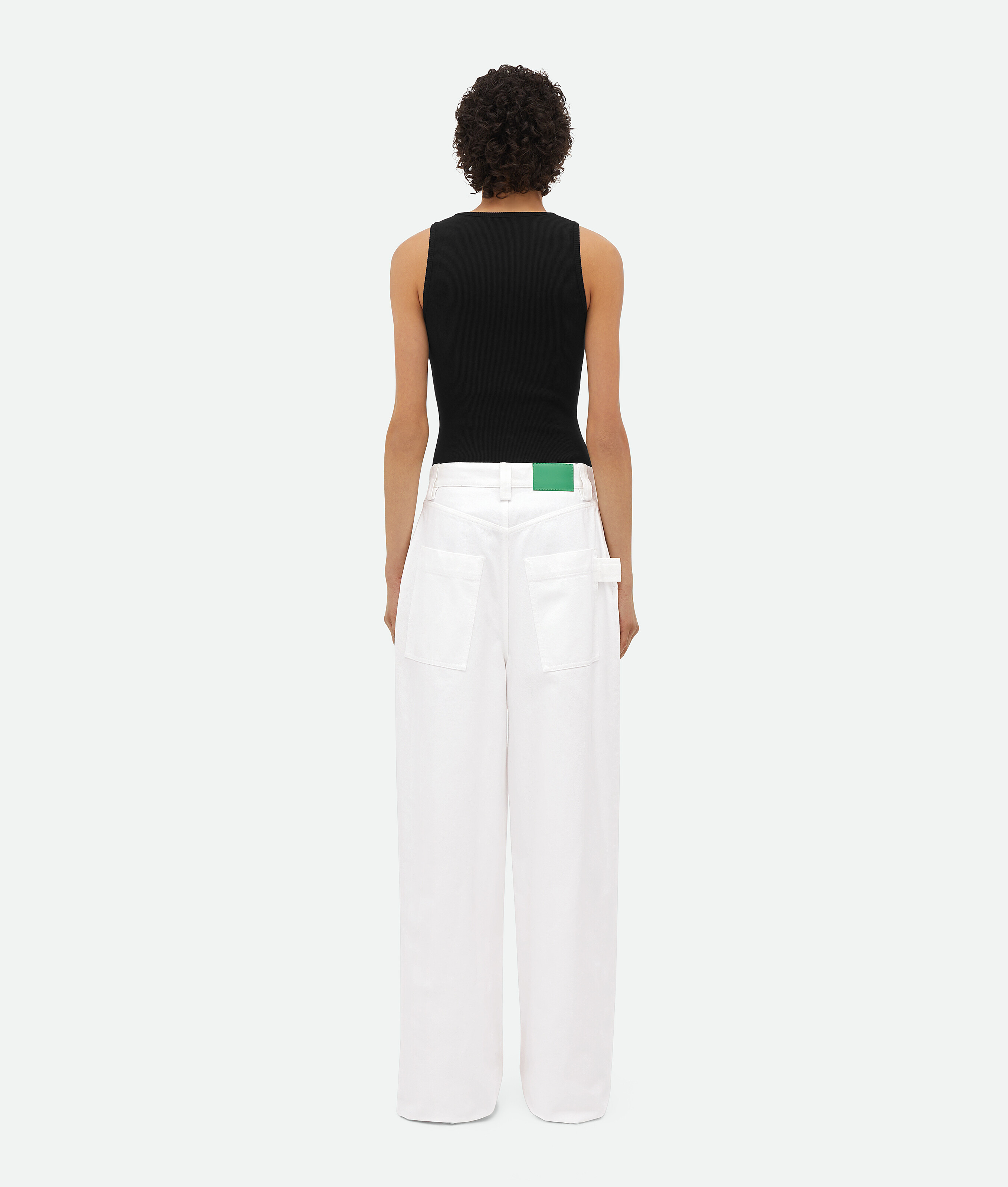 Shop Bottega Veneta White Pleated Denim Trousers