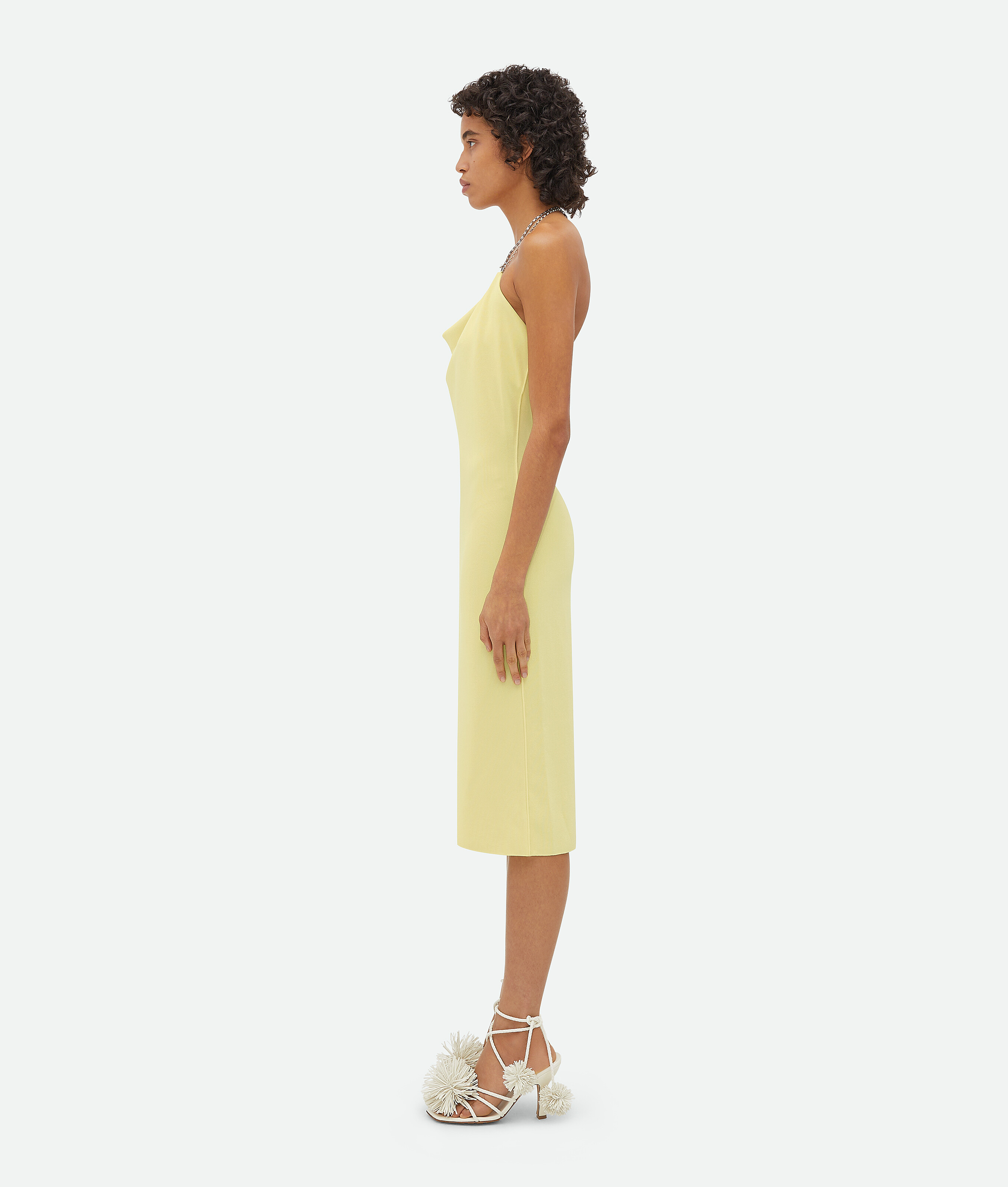 Shop Bottega Veneta Viscose Midi Dress In Yellow