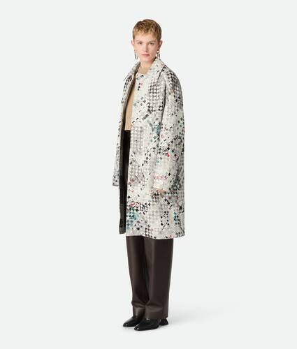 Printed Intrecciato Leather Coat