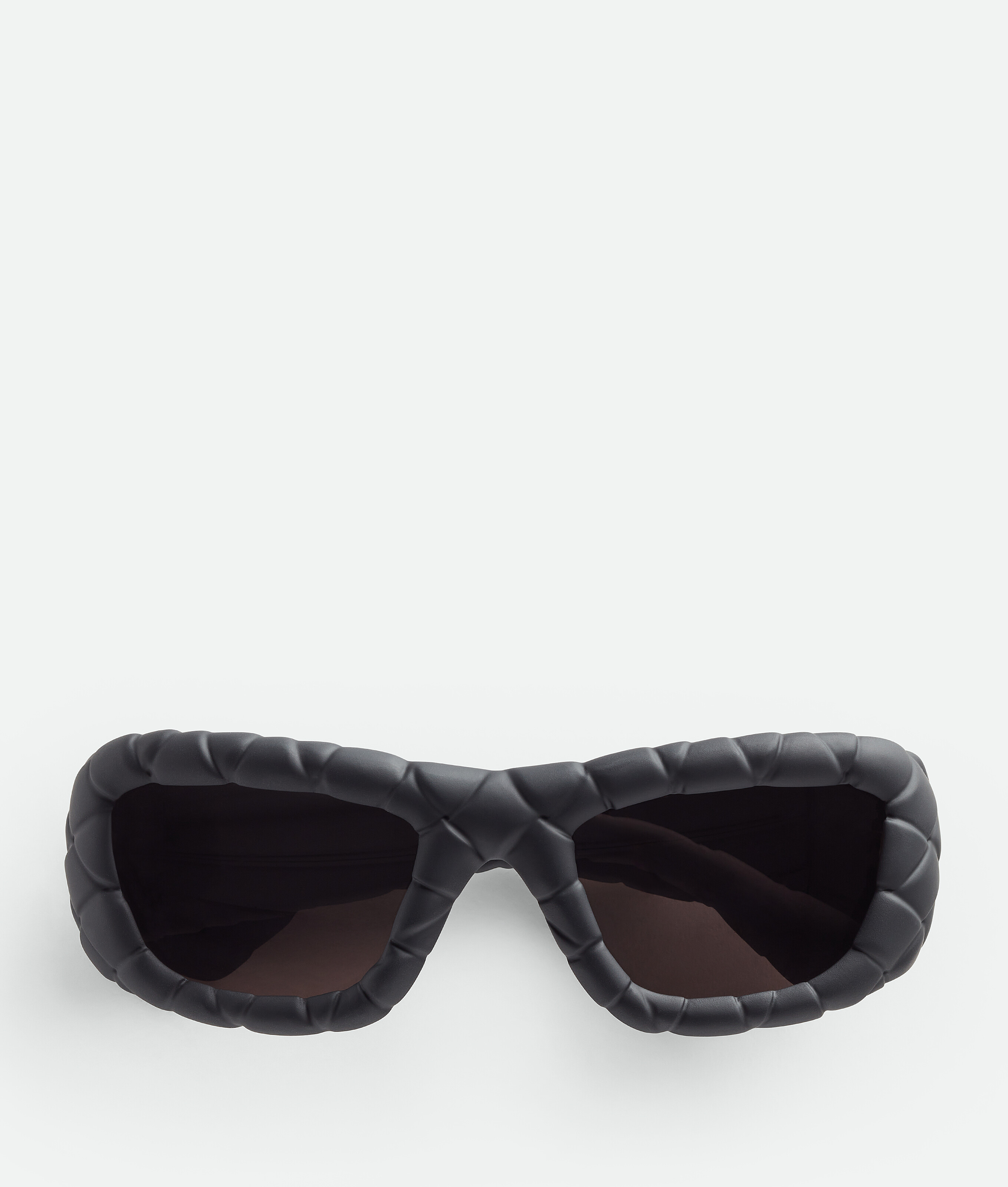 Bottega Veneta Intrecciato Rectangular Sunglasses In Black