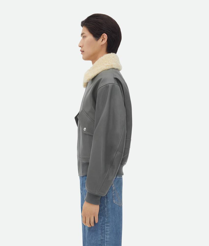 Display a large version of the product image 2 - Leather Jacket With Shearling Collar