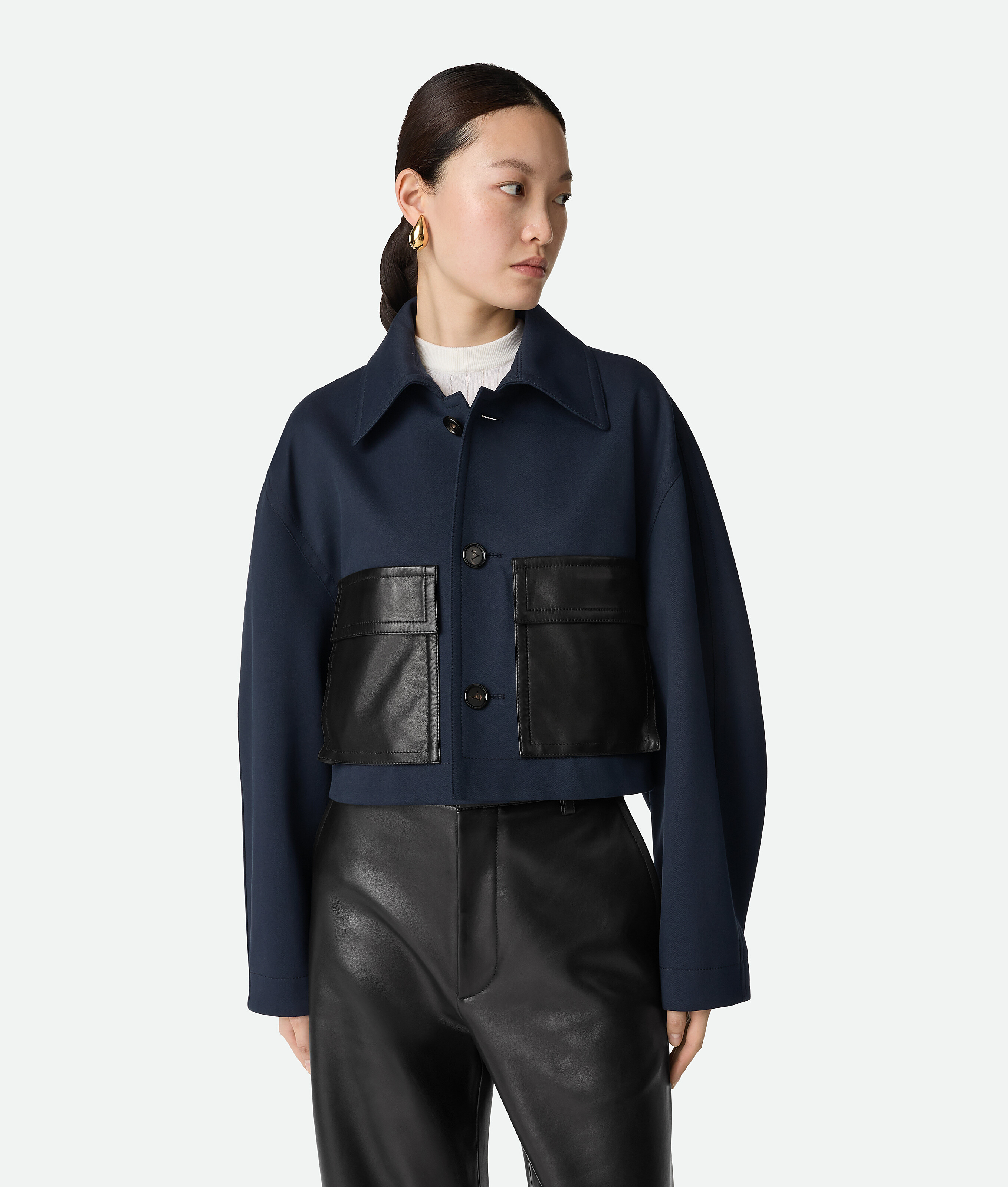Bottega Veneta Wool And Cotton Jacket - Blue - Woman - 44 - Cotton & Wool