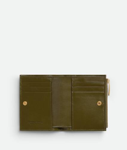 Small Intrecciato Bi-Fold Zip Wallet