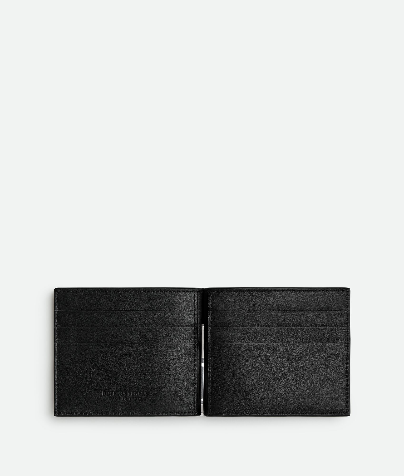 ブラックカセット マネークリップ付き二つ折りウォレット| Bottega ...