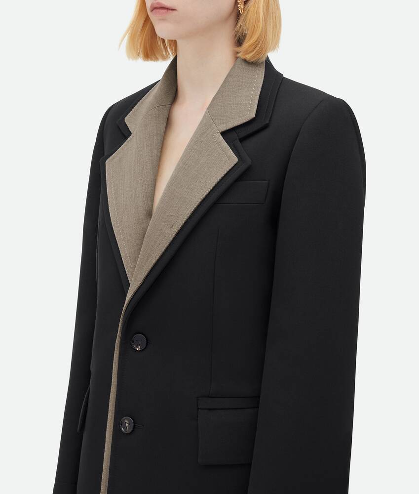 Display a large version of the product image 5 - Curved Sleeves Wool Jacket With Contrasting Collar