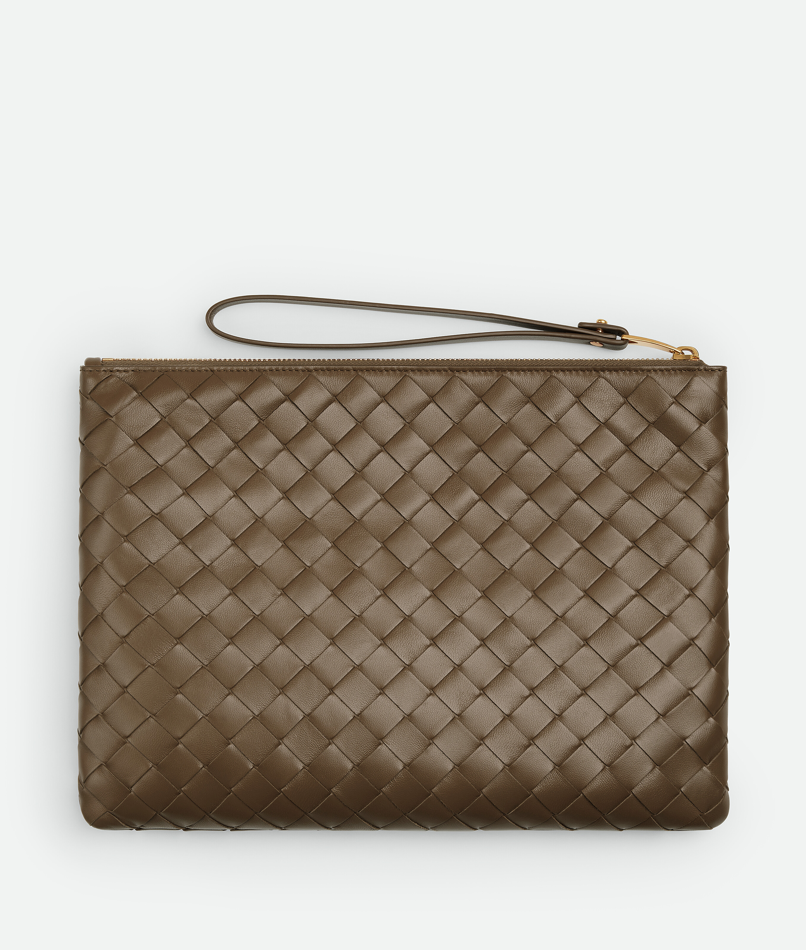 Bottega Veneta Intrecciato Medium Flat Pouch In Pinecone