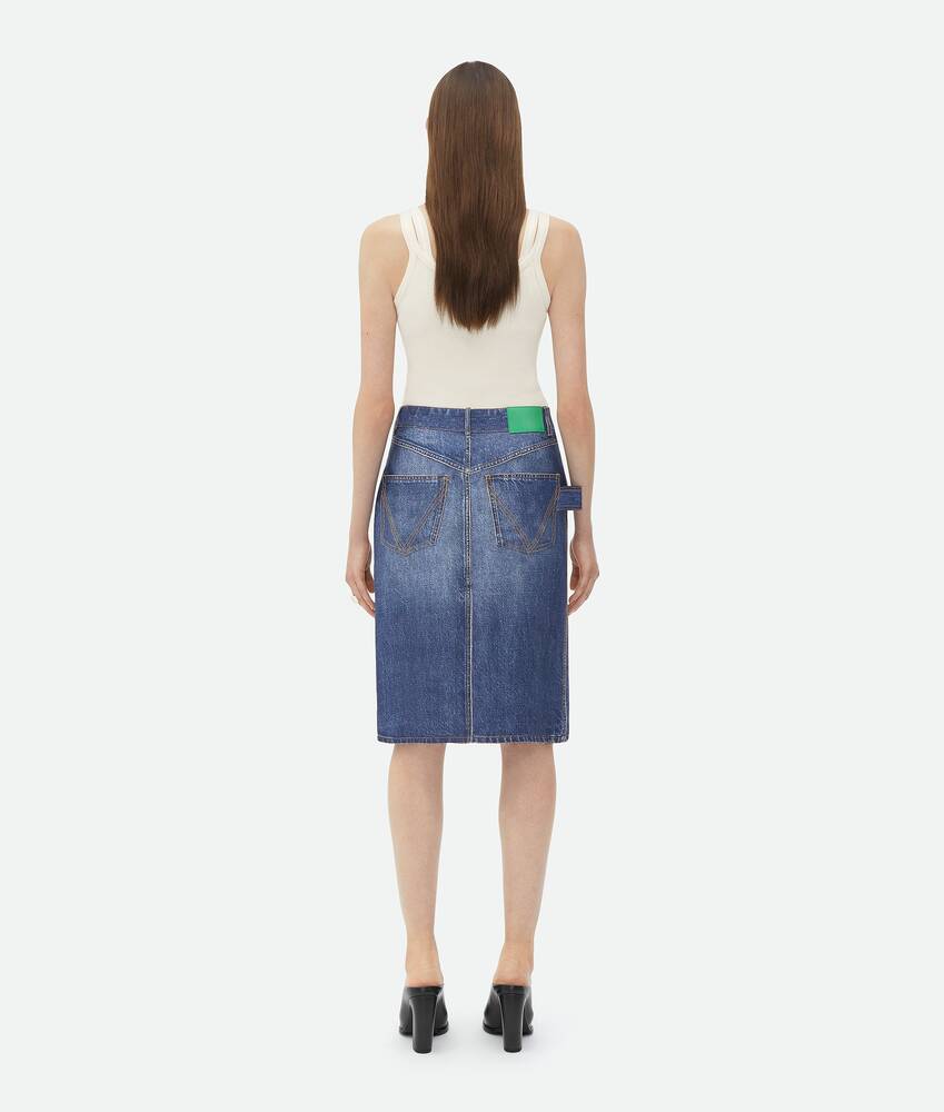 Display a large version of the product image 3 - Denim Printed Silk And Viscose Midi Skirt