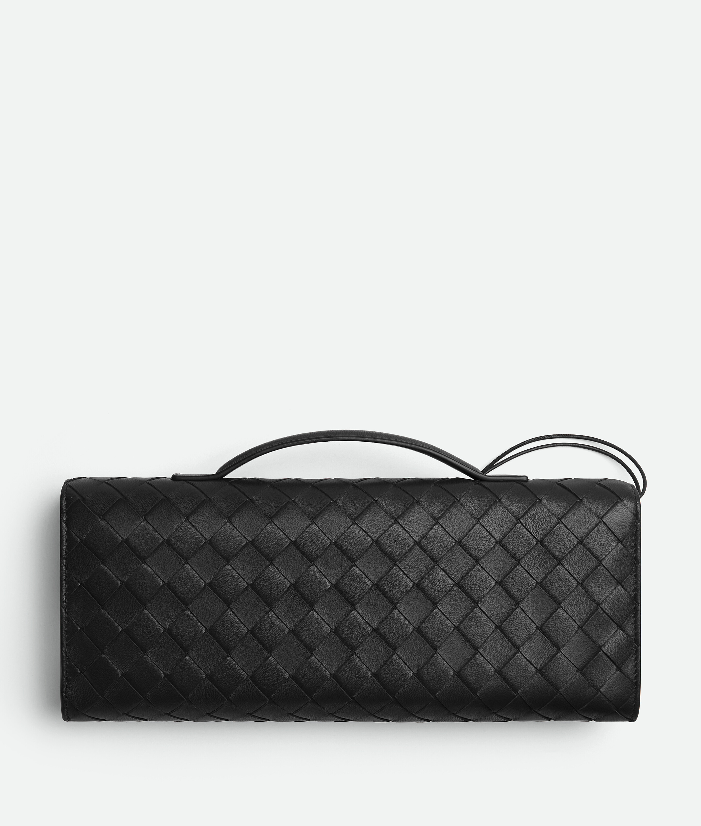 Bottega Veneta Women Leather Andiamo Clutch With Intrecciato Motif In Black
