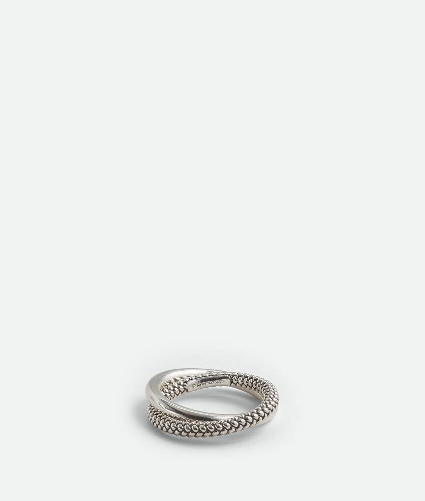 Bottega Veneta® Men's Intreccio Interlocking Double Ring in Silver