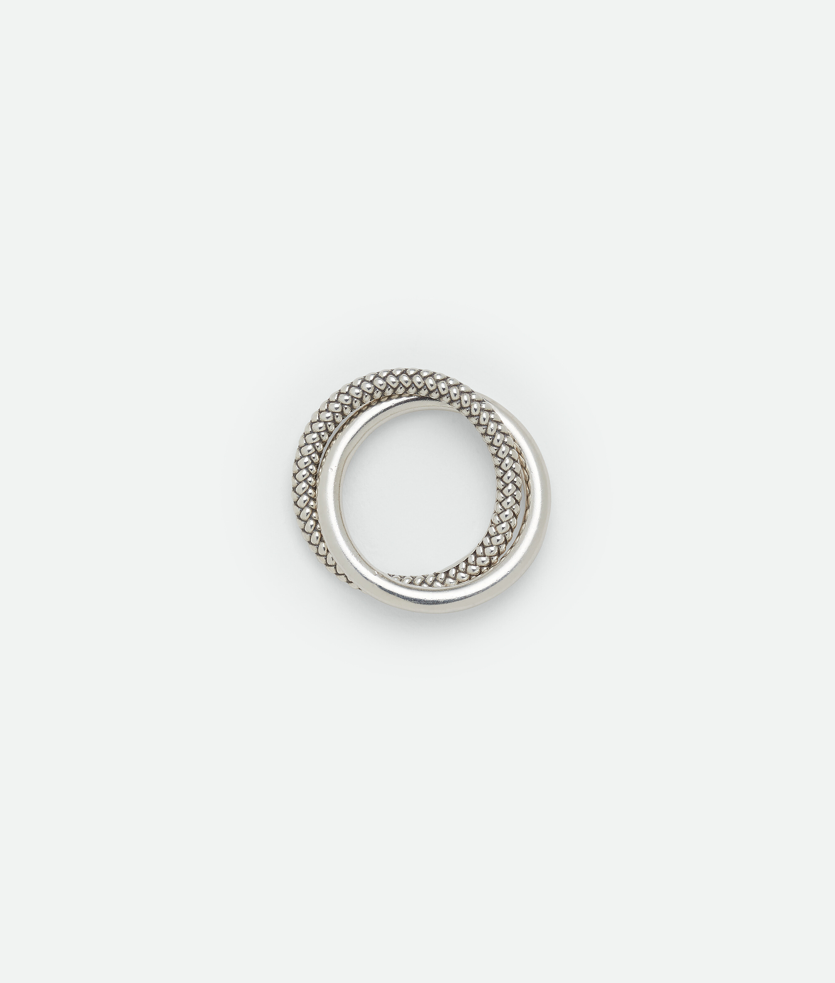 Shop Bottega Veneta Intreccio Interlocking Double Ring In Silver