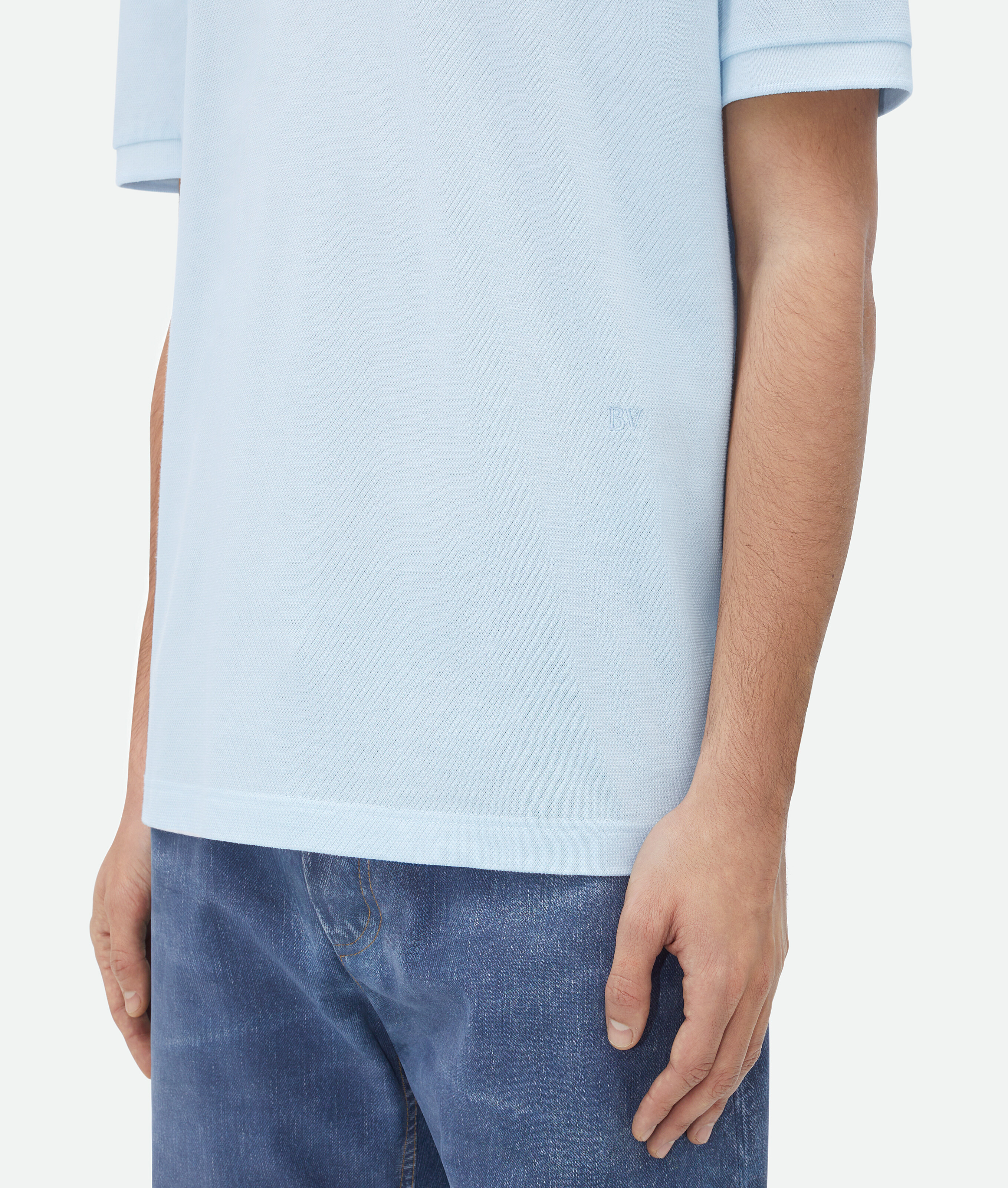 Bottega Veneta Cotton Piquet Polo In Blue