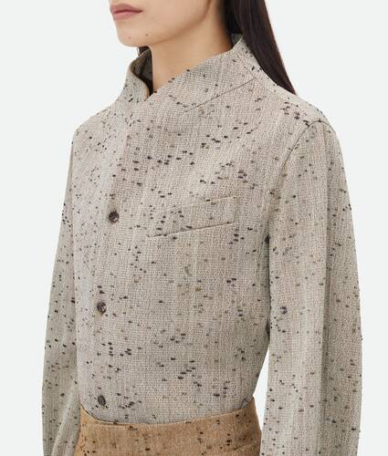 Knotted Wool Funnel Neck Shirt