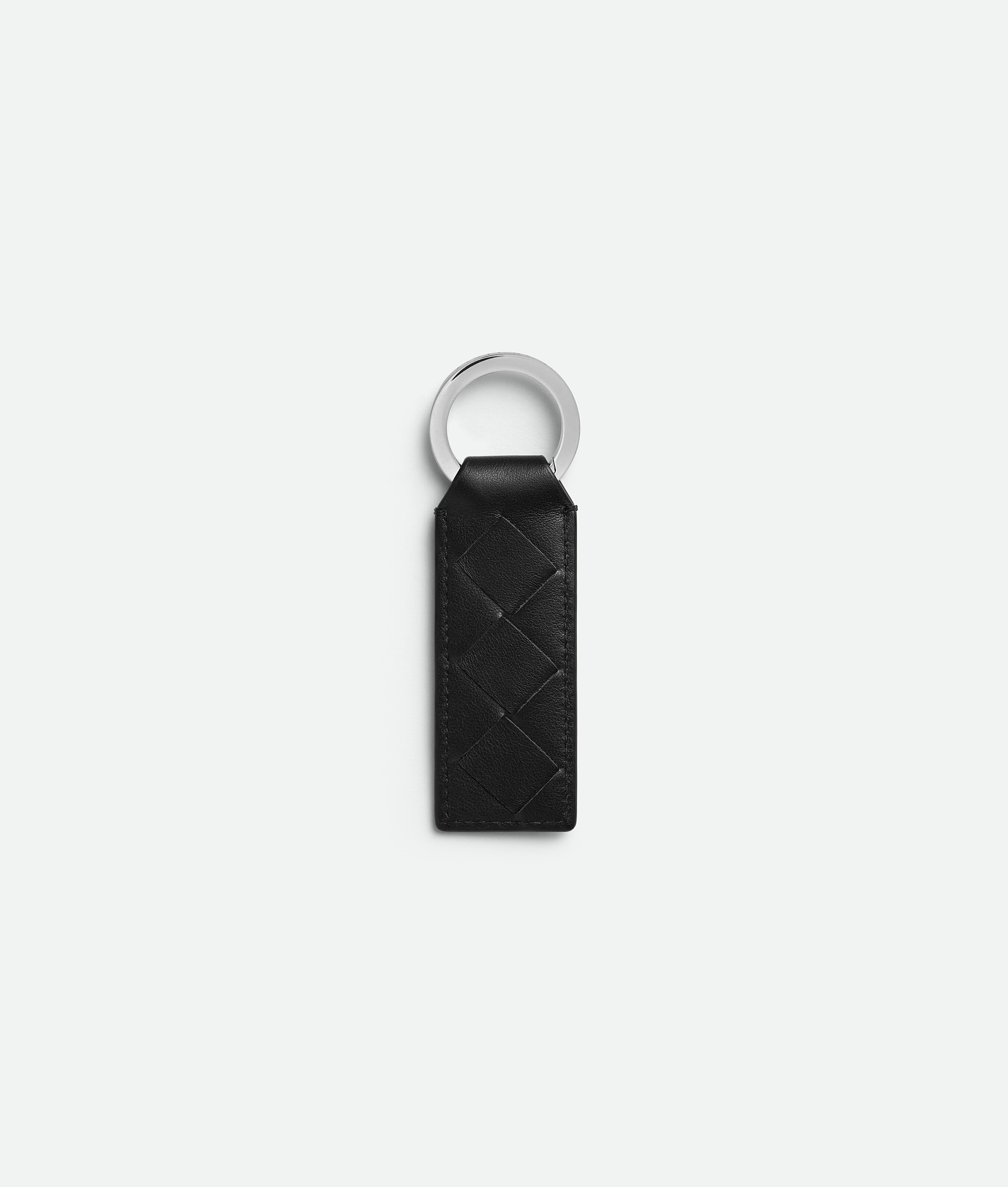 Bottega Veneta Woven Pattern Key Ring In Black