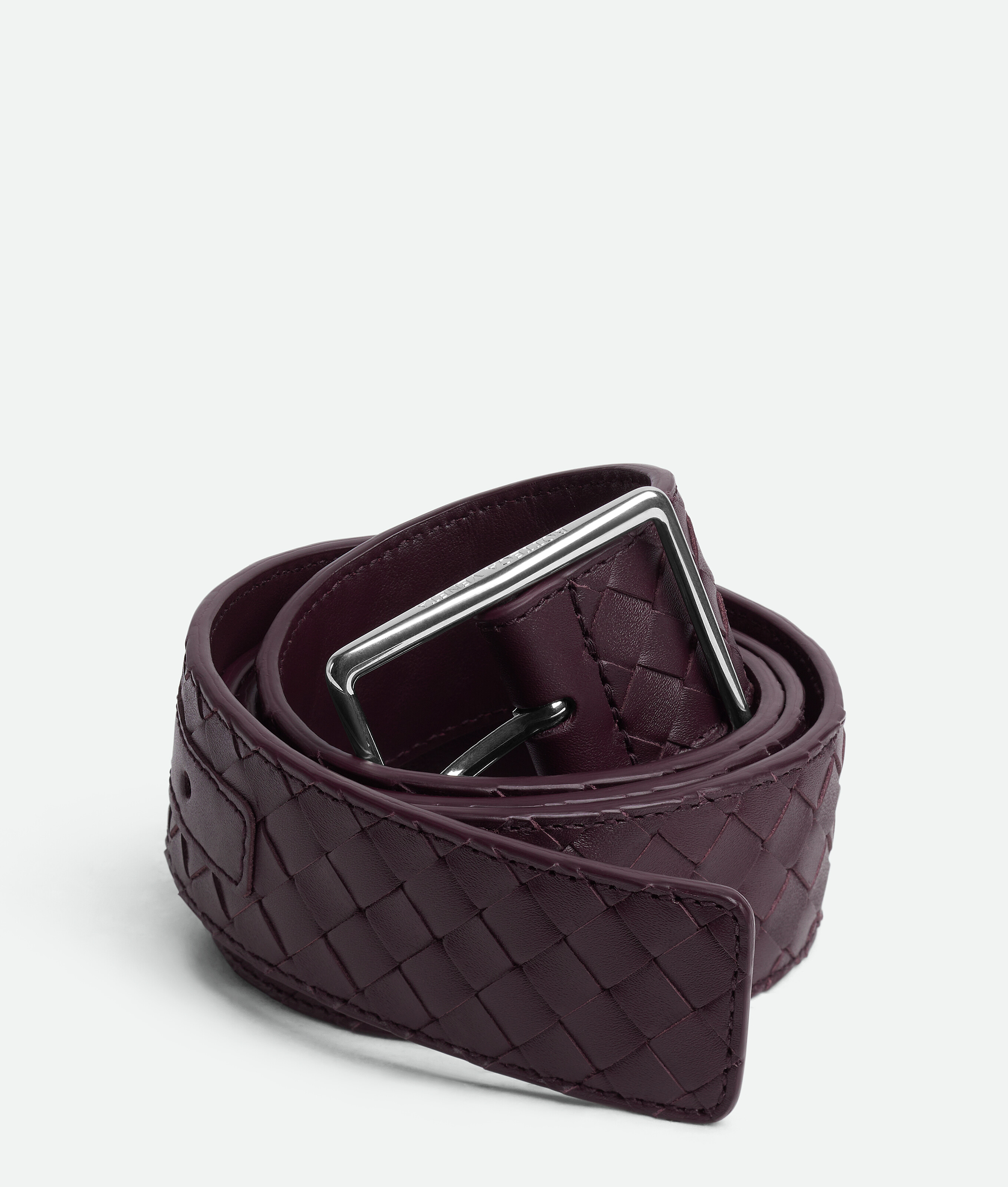 Bottega Veneta Calfskin Intrecciato Piccolo Belt In Purple