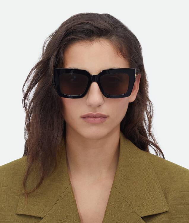 Bottega Veneta® Women's Classic Square Sunglasses in Black / Grey. Shop ...