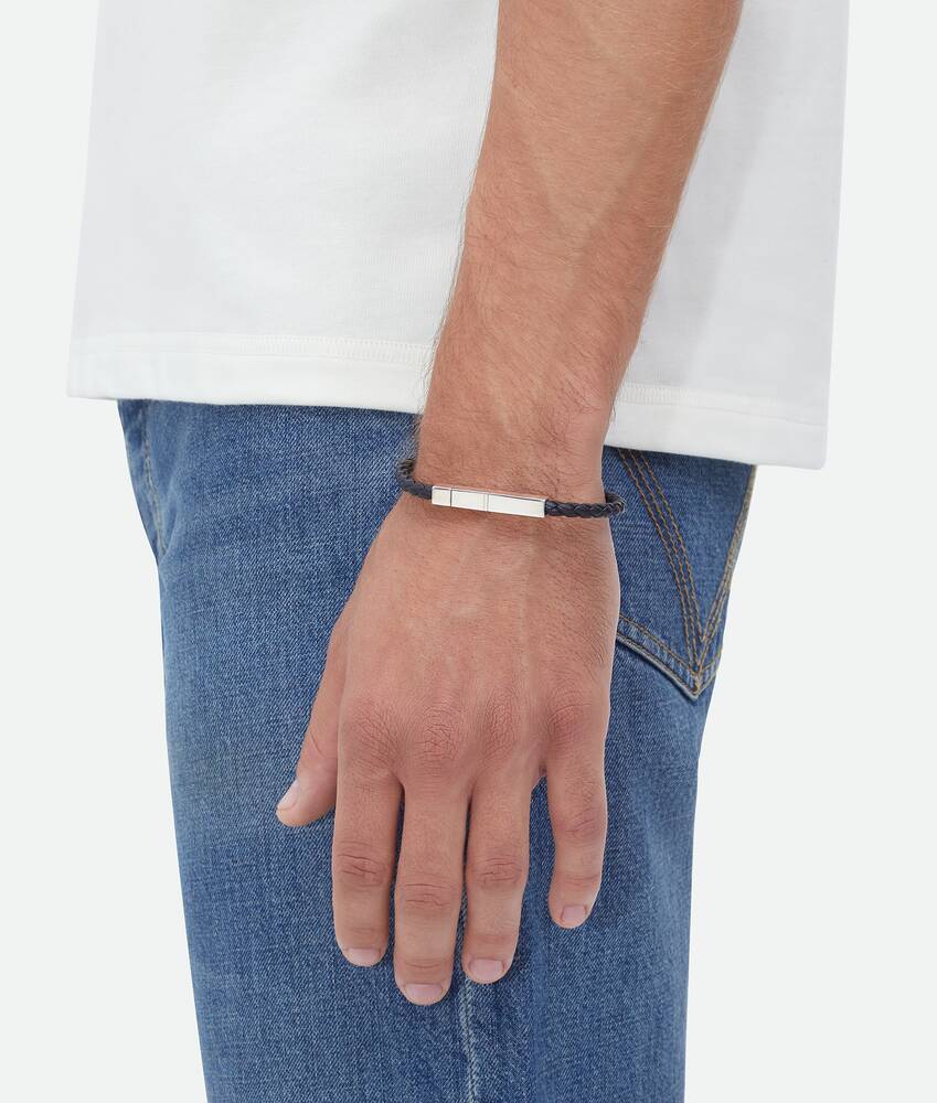 Bottega Veneta Bracelet In Leather And Silver for Men