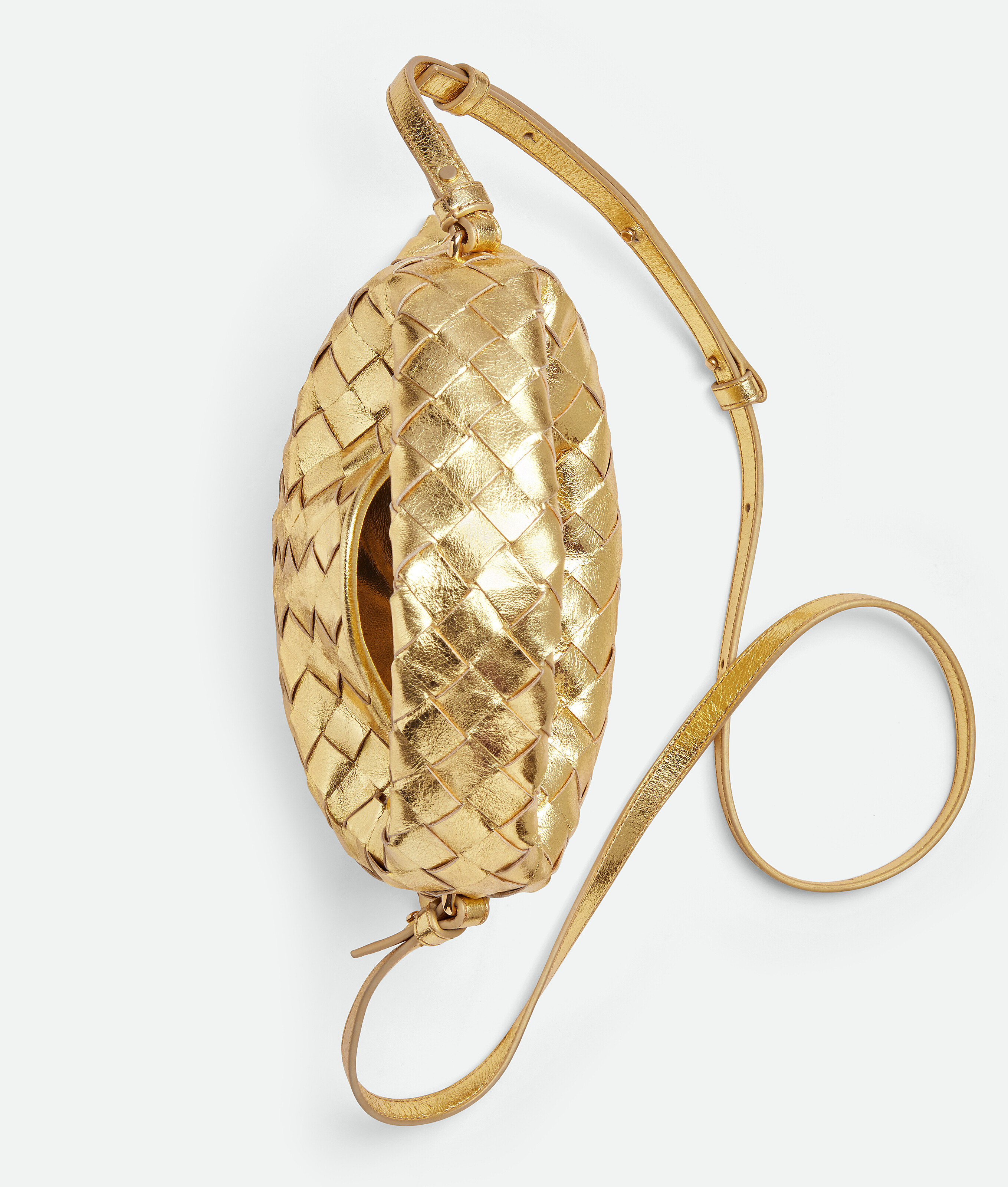 Bottega Veneta Mini Hop Handbag In 8922 Gold/muse Brass