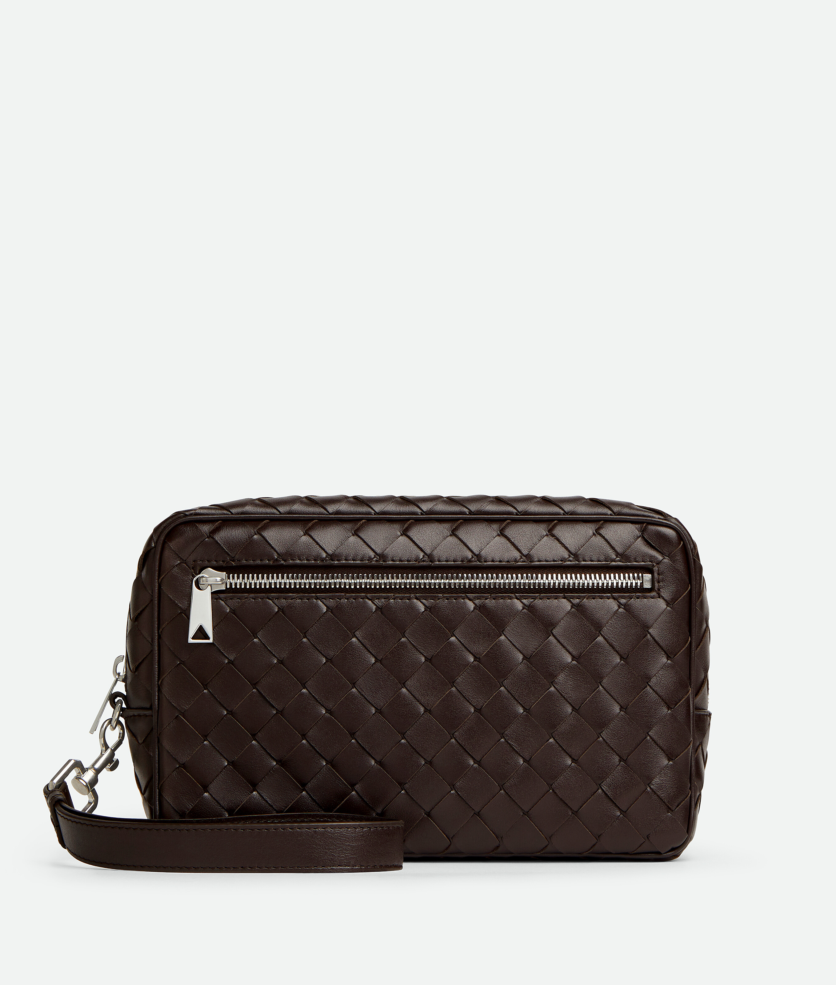 Bottega Veneta Intrecciato Pouch With Wristlet In Brown