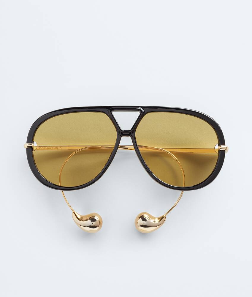 Bottega Veneta Drop Aviator Sunglasses in Black/yellow