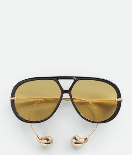 Bottega Veneta® Drop Aviator Sunglasses in Black/yellow. Shop online now.