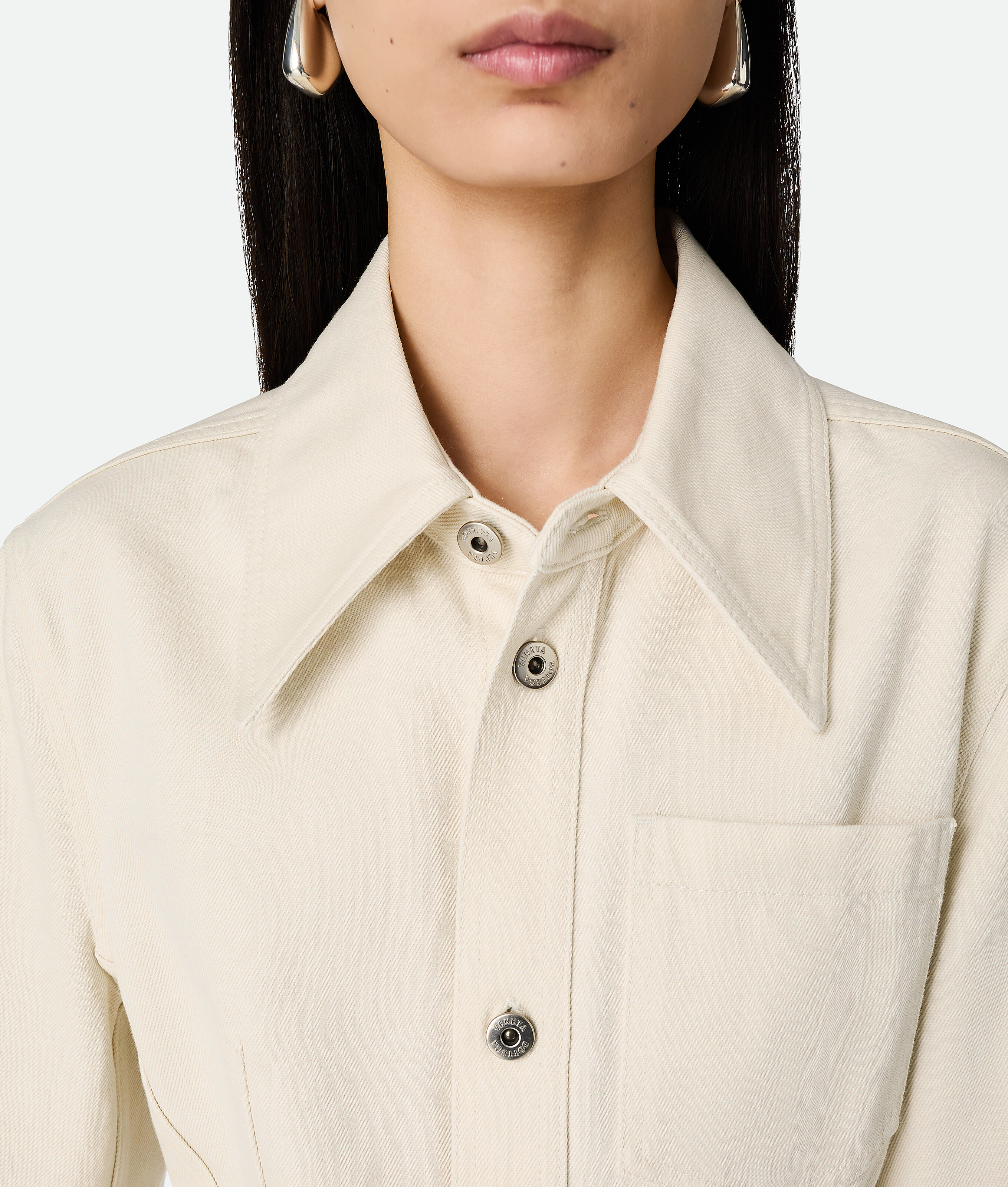 Bottega Veneta Buntes Jeanshemd In Pale Meringue