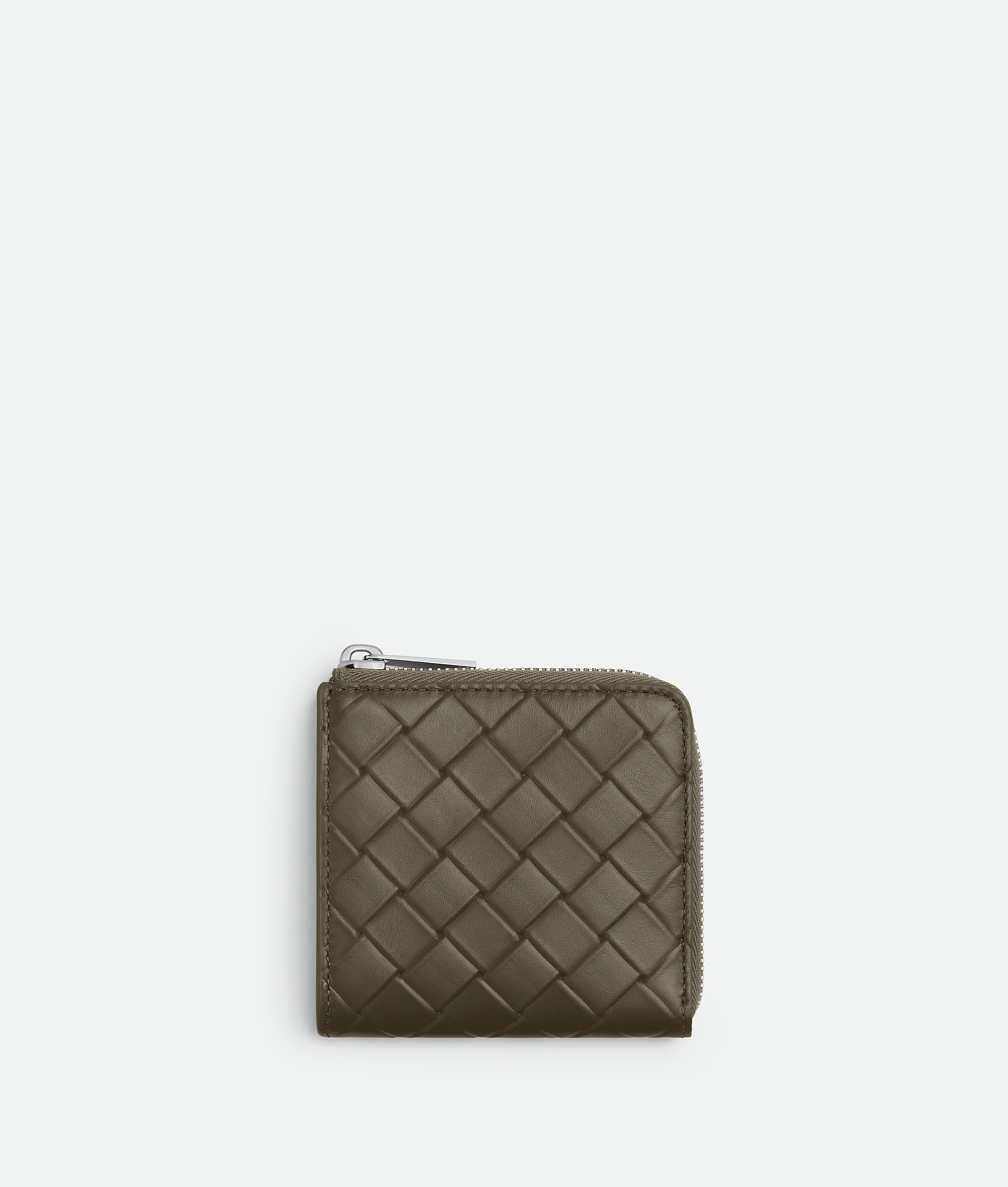 Bottega Veneta Intrecciato Stamp Square Zip Around Wallet - Cypress - Man