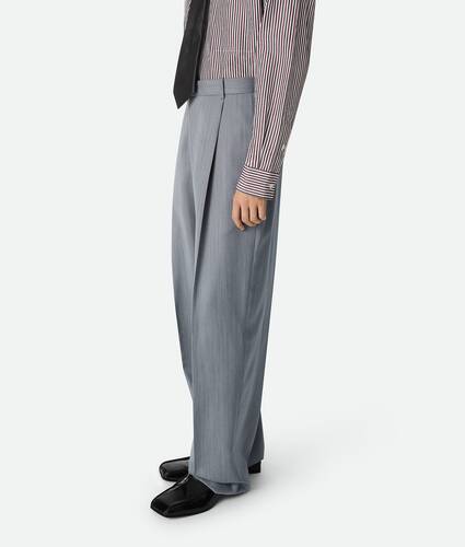 Wool Subtle Chevron Wide Leg Trousers