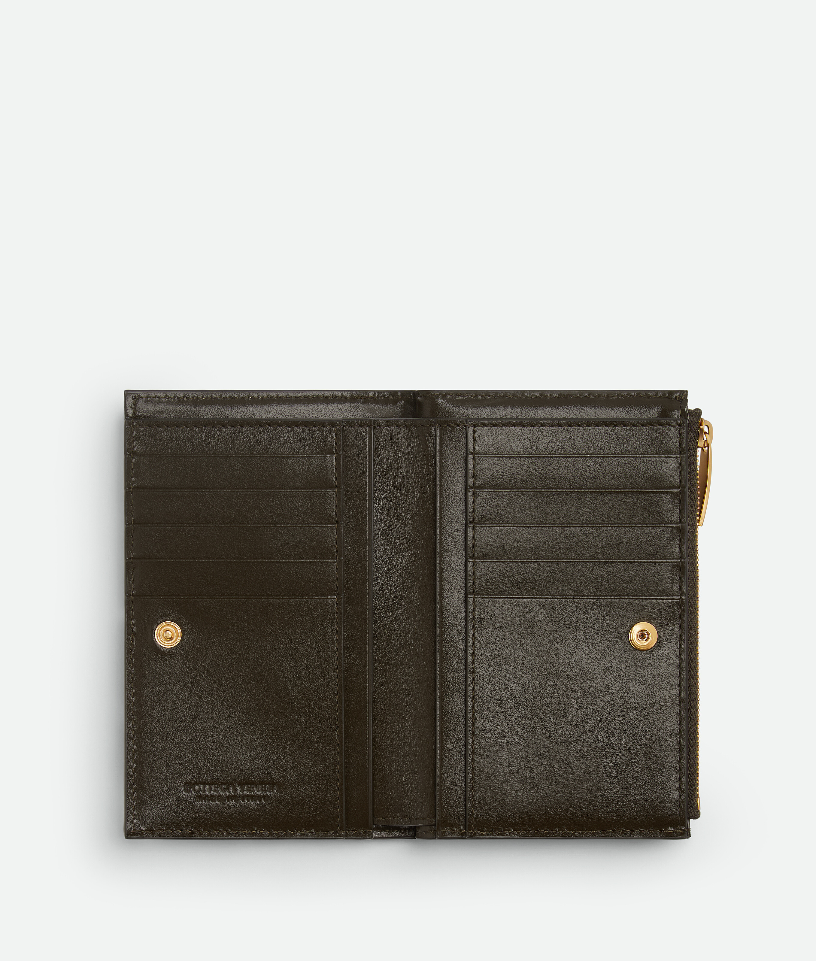 Bottega Veneta Intrecciato Diagonal Small Bi-fold Wallet In Kaki/light Butterscotch