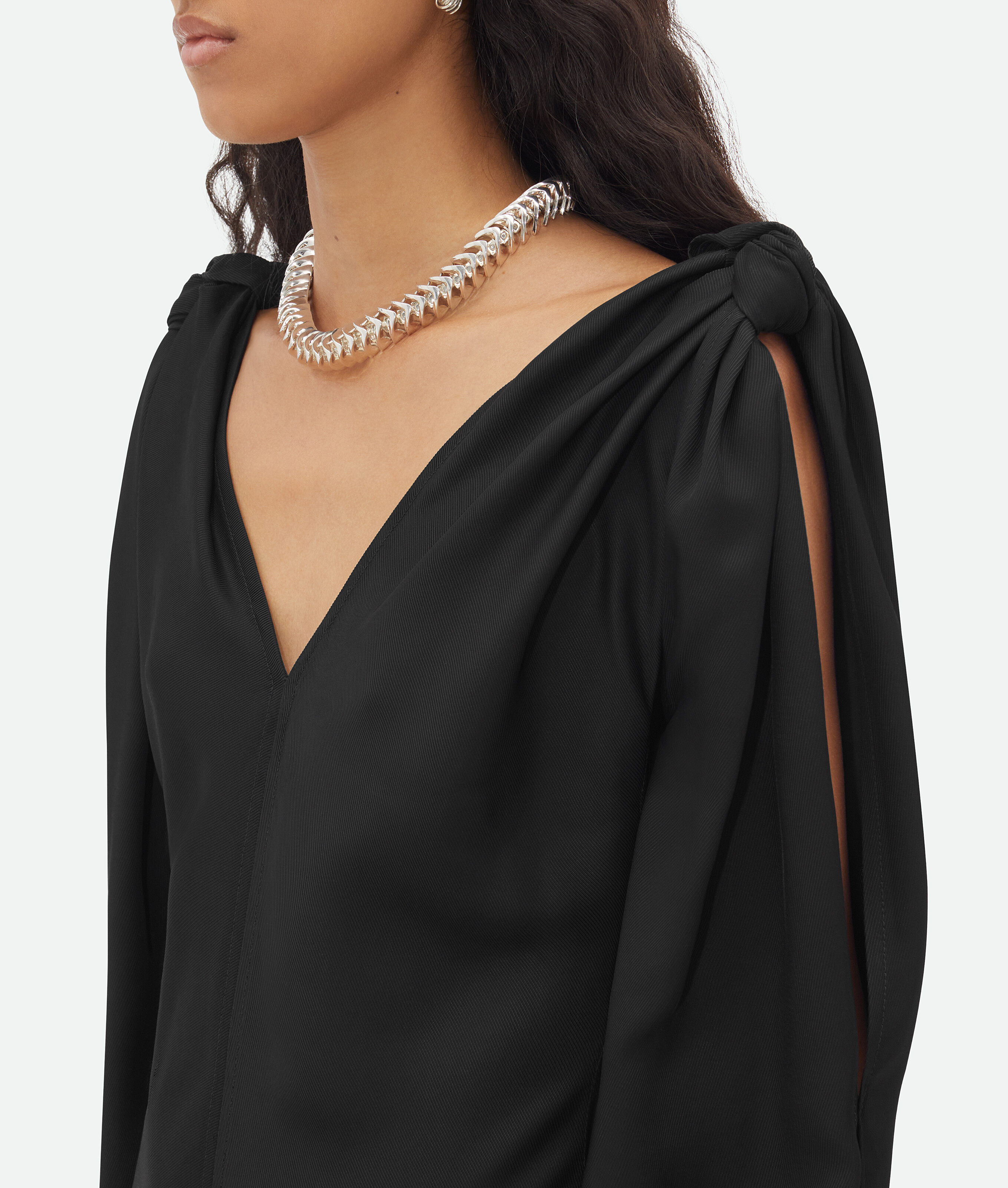 Shop Bottega Veneta Viscose Midi Dress In Black