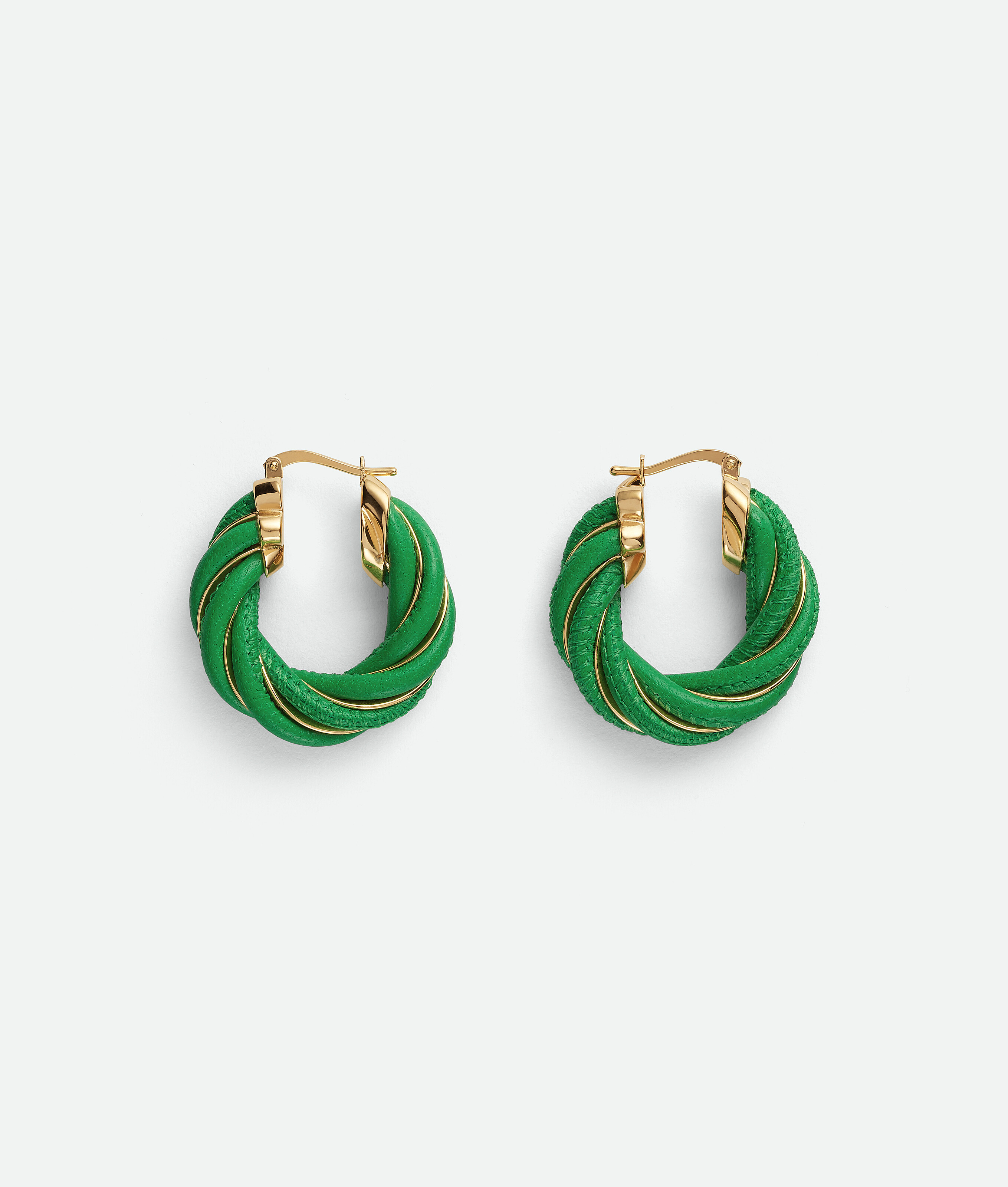 Bottega Veneta Twist Hoop Earrings In Green