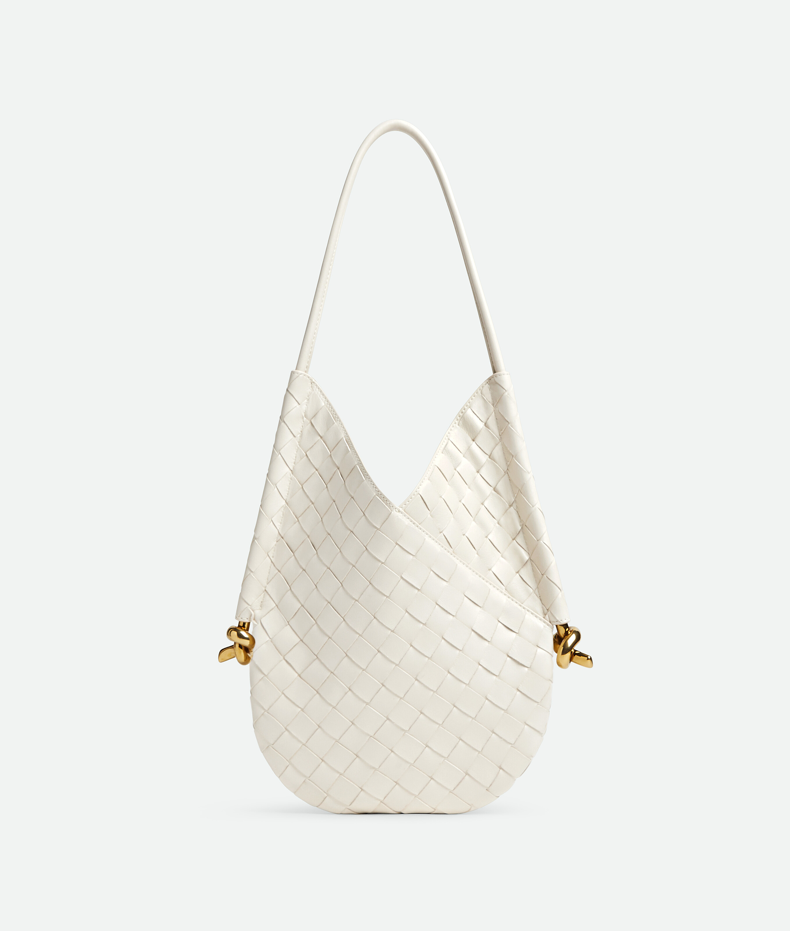 Bottega Veneta Solstice Small Intrecciato Lambskin Shoulder Bag In White