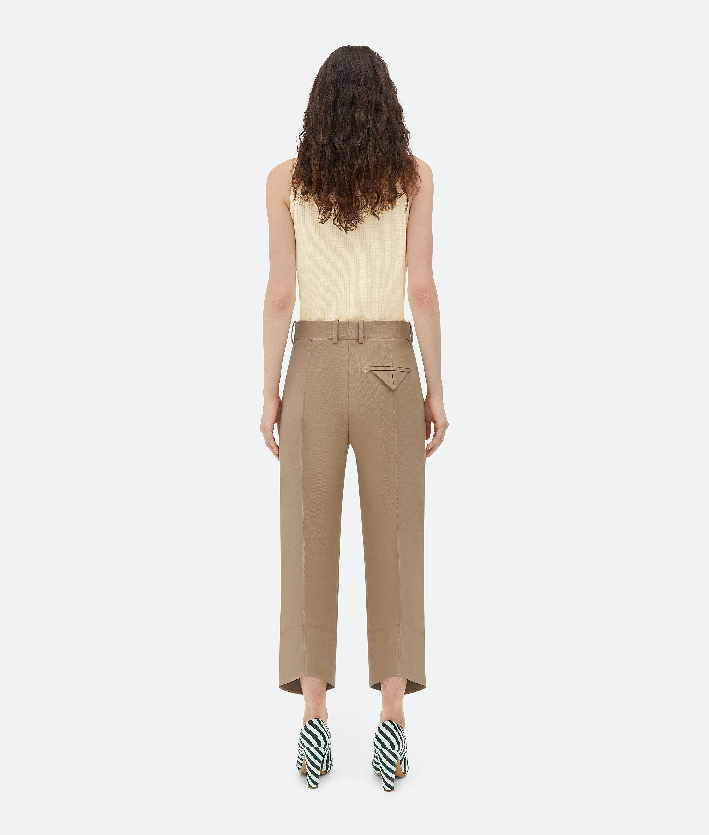 Bottega Veneta Curved Cotton Trousers In Beige