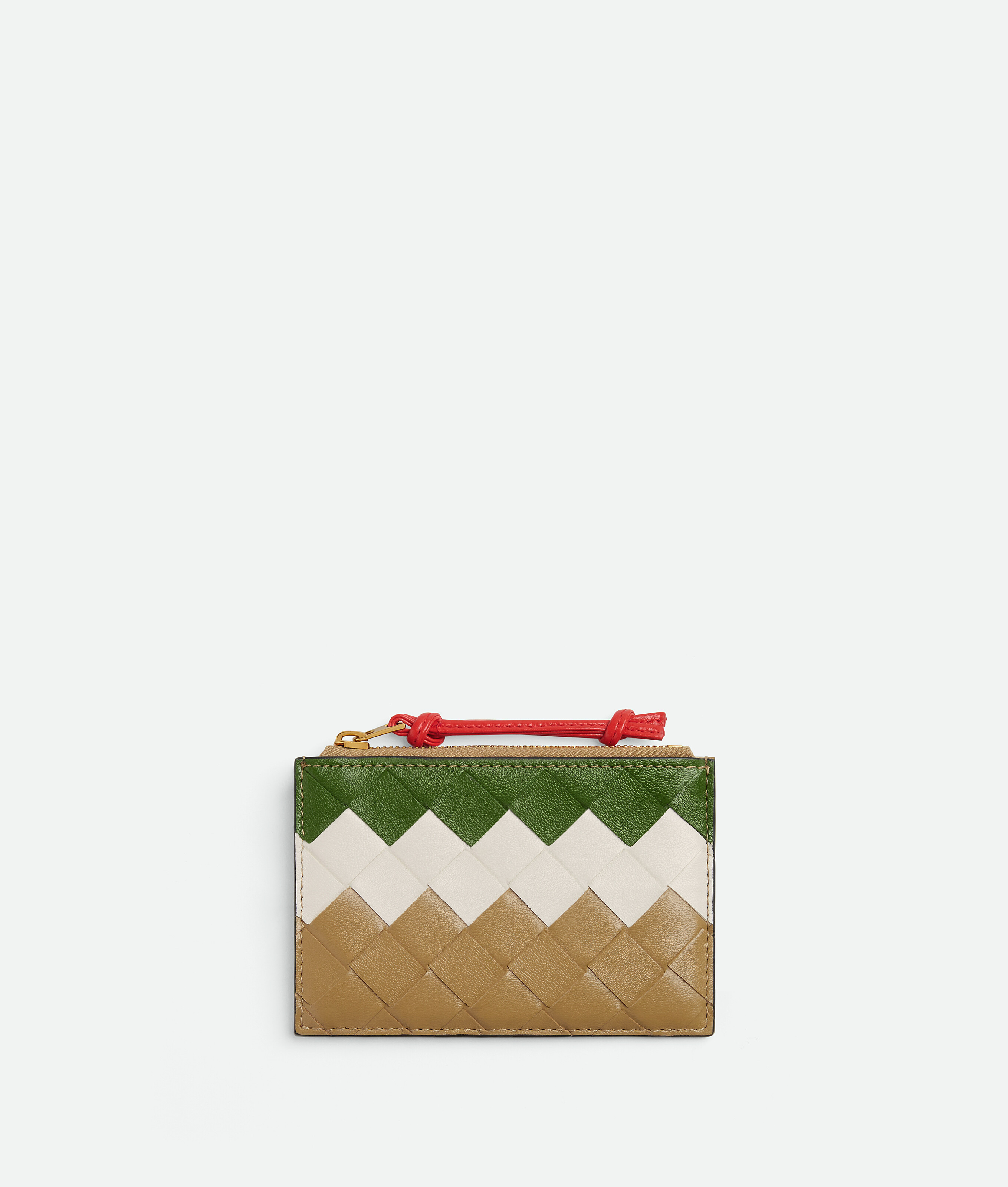 Bottega Veneta Intrecciato Zipped Card Case - Dark Praline/chalk/avocado/black/tulip - Woman
