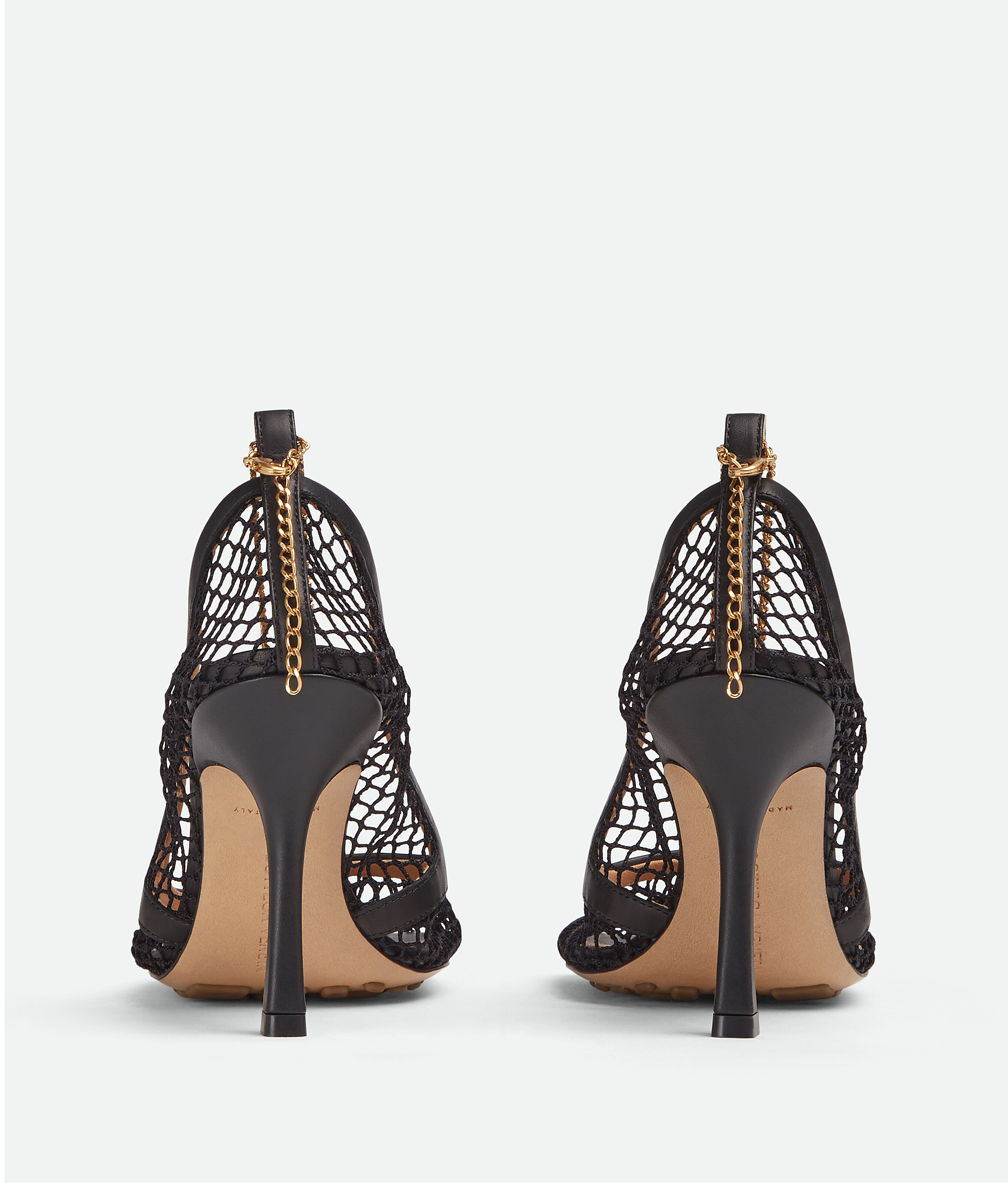 Bottega Veneta Mesh Square-toe Pumps With Chain Detail 90 Mm In Noir
