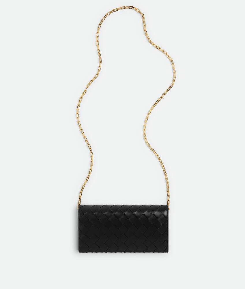 Bottega Veneta Intrecciato Wallet on Chain - Black - Woman - Calfskin