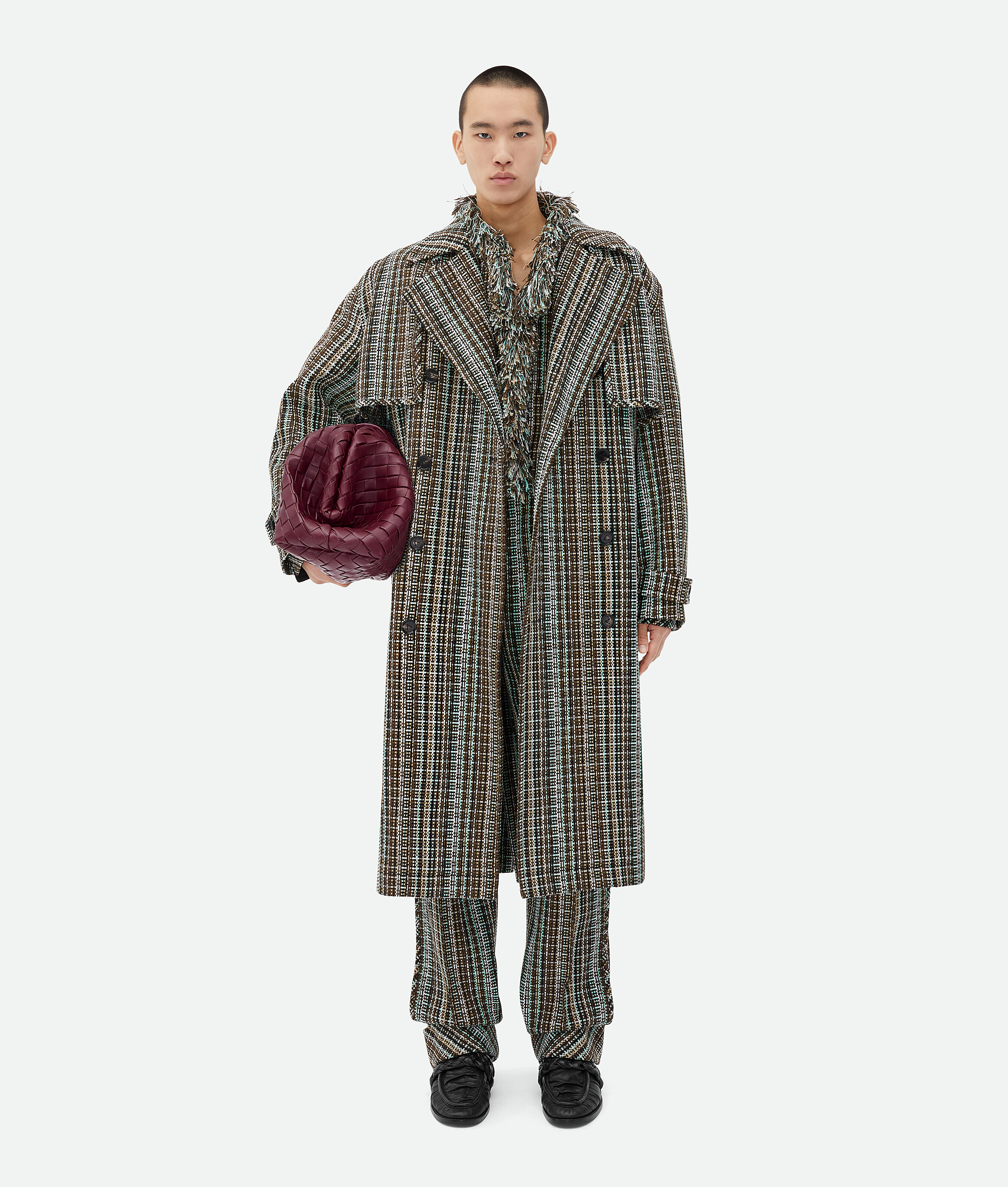 Bottega Veneta Cotton Check Trousers In Multicolor