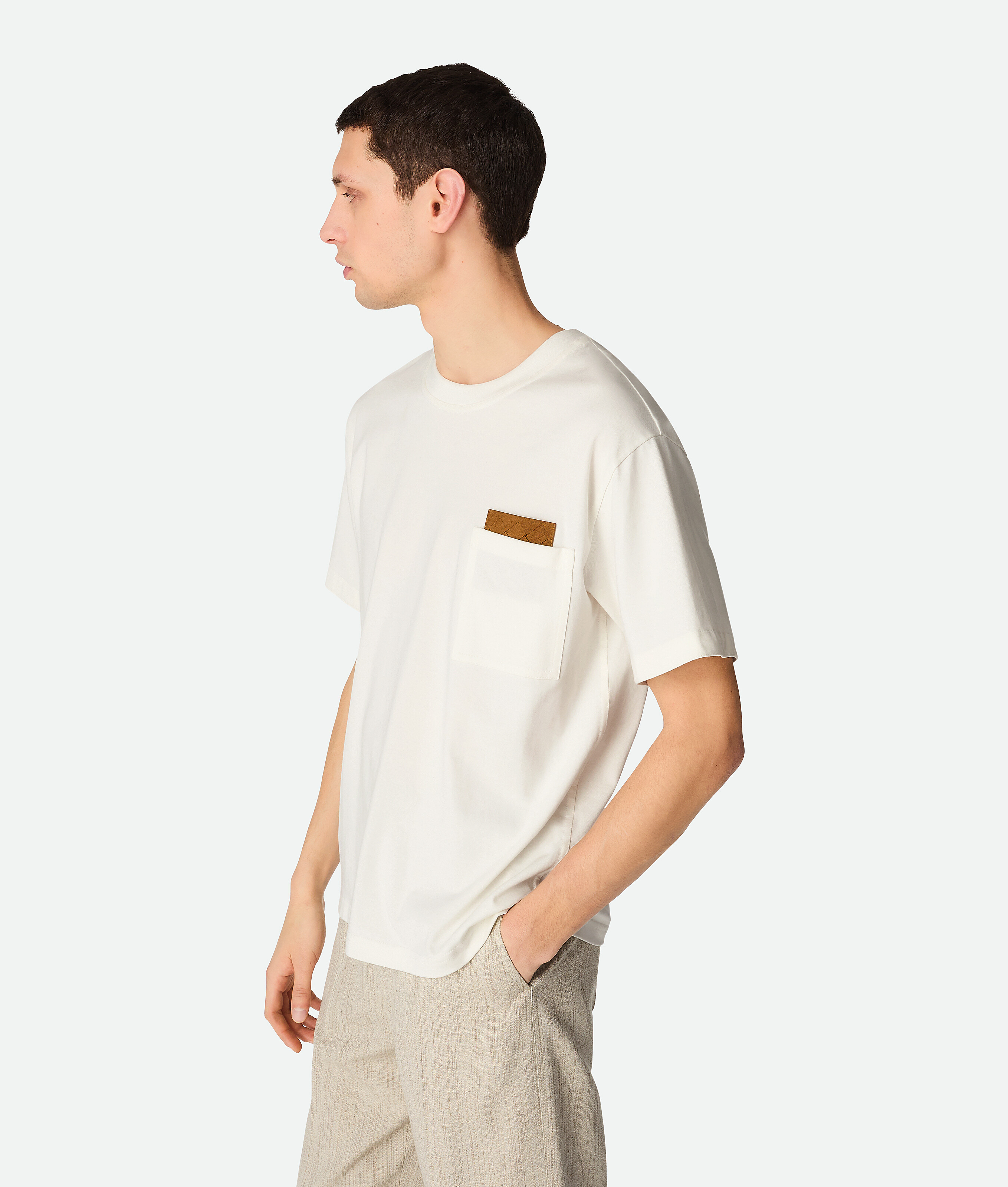 Bottega Veneta Men White Crewneck Cotton T-shirt, Xl Luxury T-shirts For Men Darveys