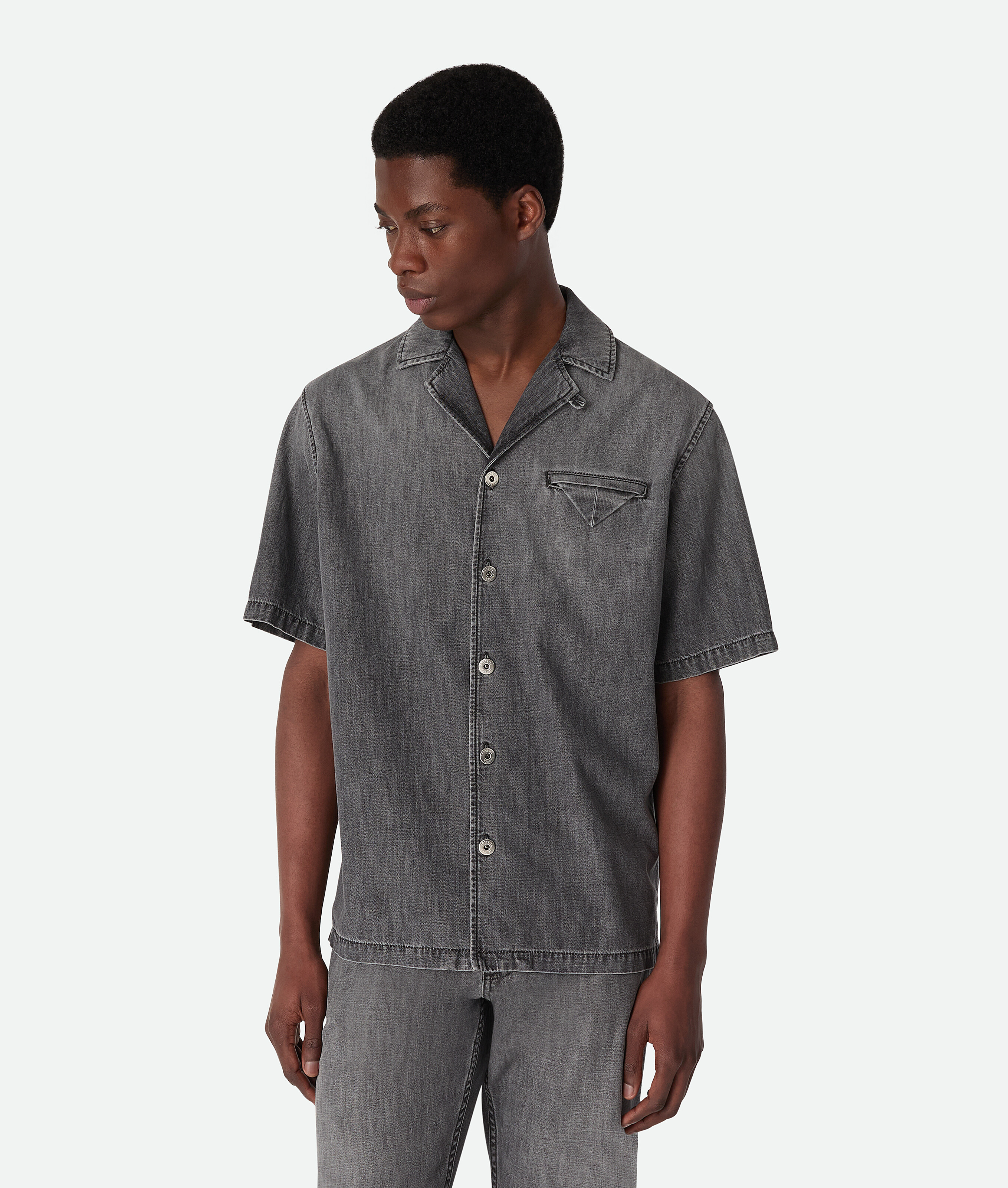 Bottega Veneta Vintage Black Denim Shirt - Black - Man - 48 - Cotton